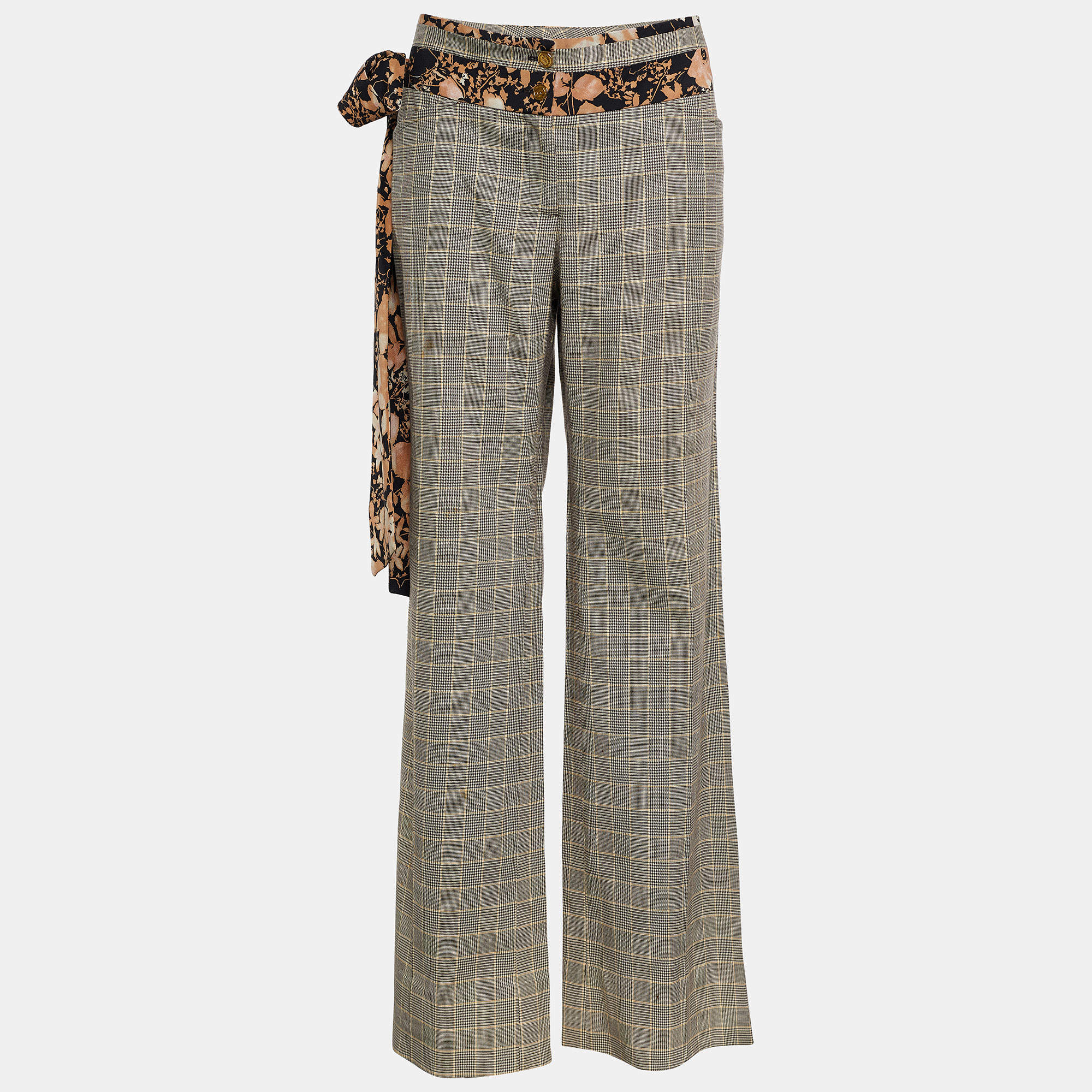 Pre Owned Dolce & Gabbana Beige Tartan Check Trousers L