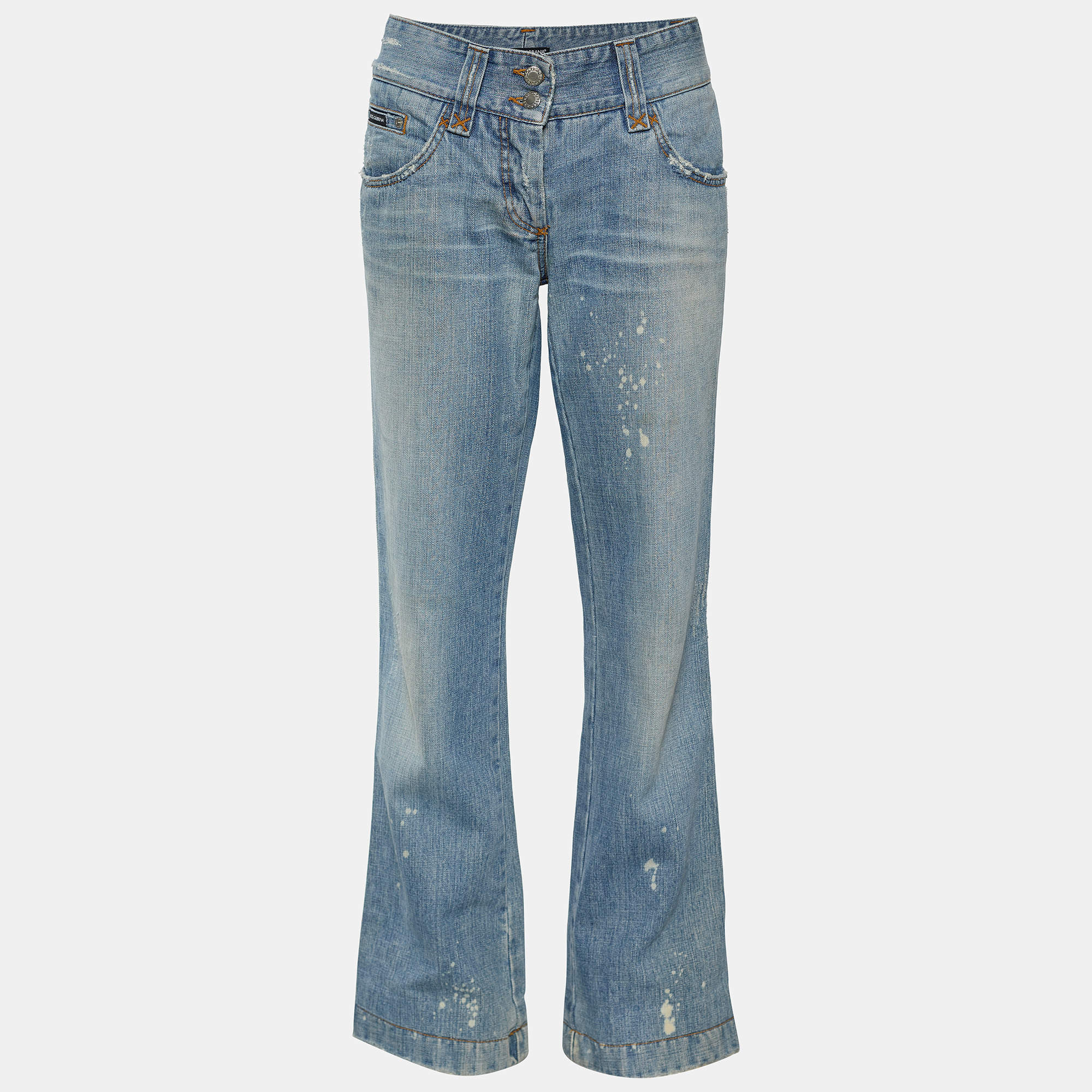 Pre Owned Dolce & Gabbana Blue Wash Denim Boot Cut Jeans M/Waist 30"