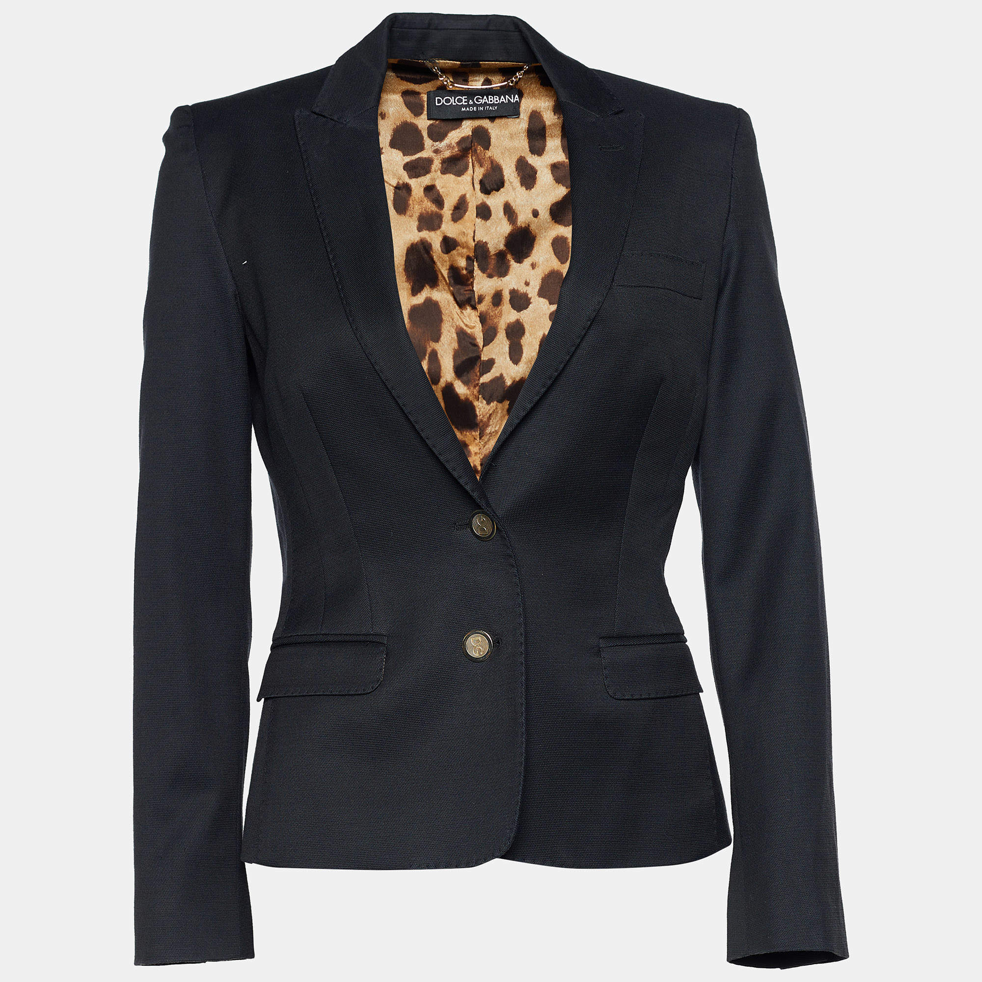 Pre Owned Dolce & Gabbana Black Cotton Blend Slim Fit Blazer S