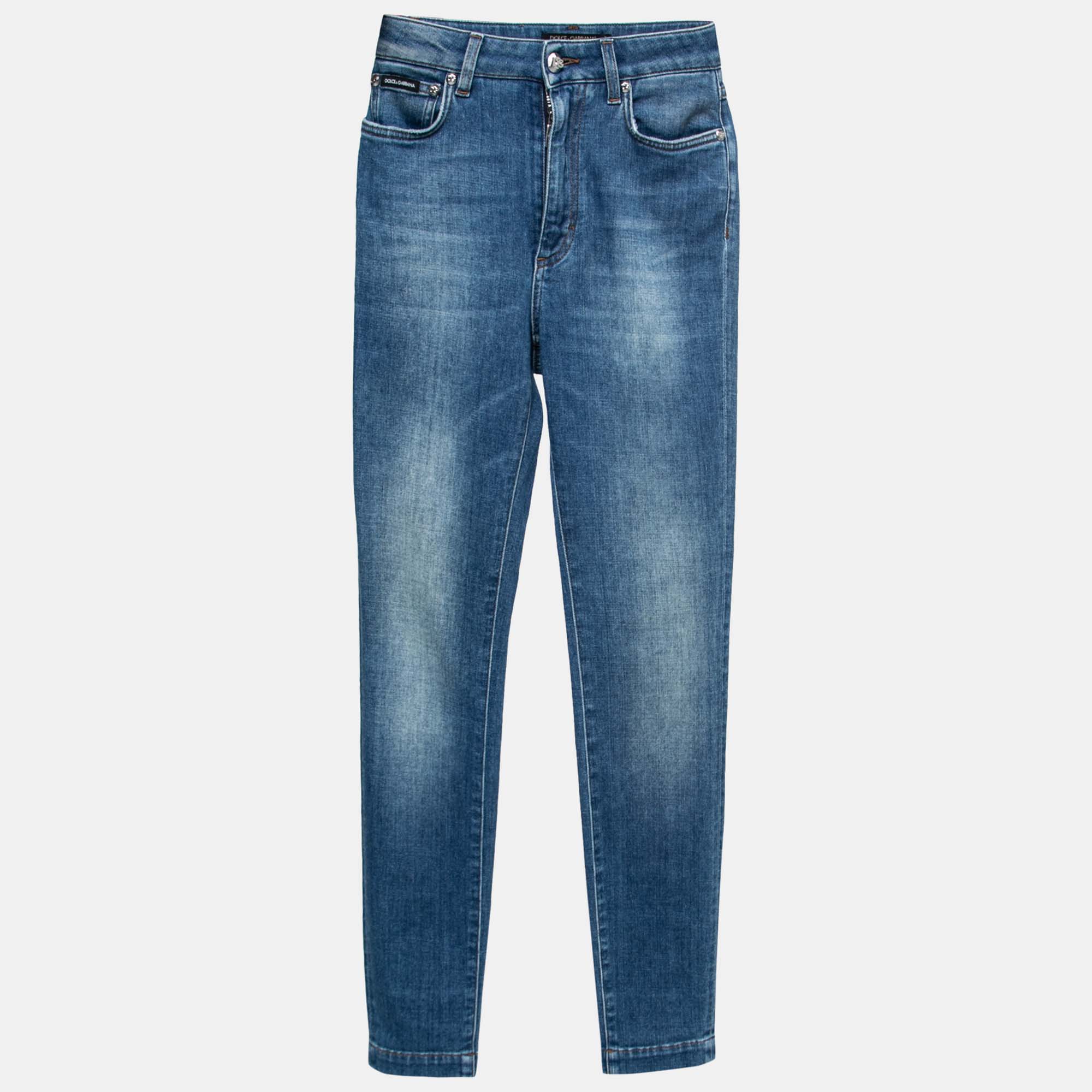 Pre Owned Dolce & Gabbana Blue Denim Slim Fit Jeans XS Waist 24"