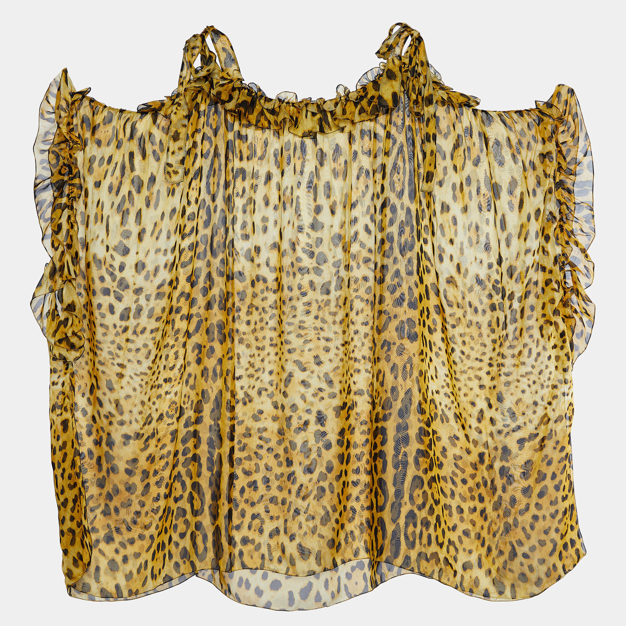 Pre Owned Dolce & Gabbana Yellow Animal Print Silk Kaftan Dress M