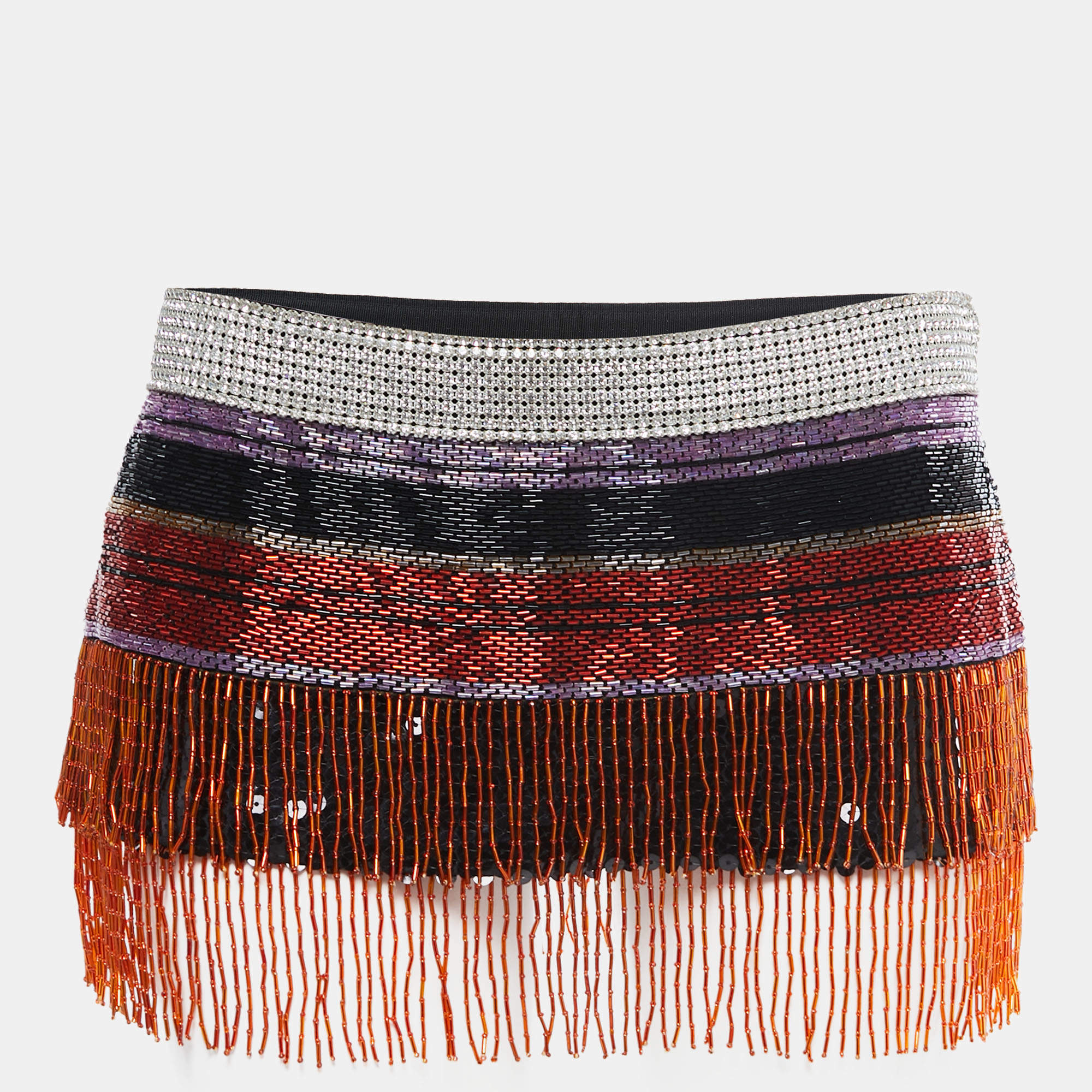 Pre Owned Dolce & Gabbana Vintage Multicolor Sequin Embellished Micro Skirt M