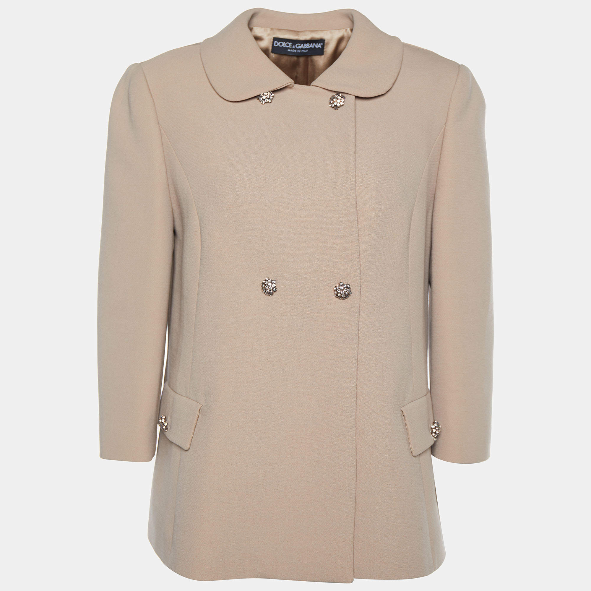 Pre Owned Dolce & Gabbana Beige Wool Button Front Jacket L