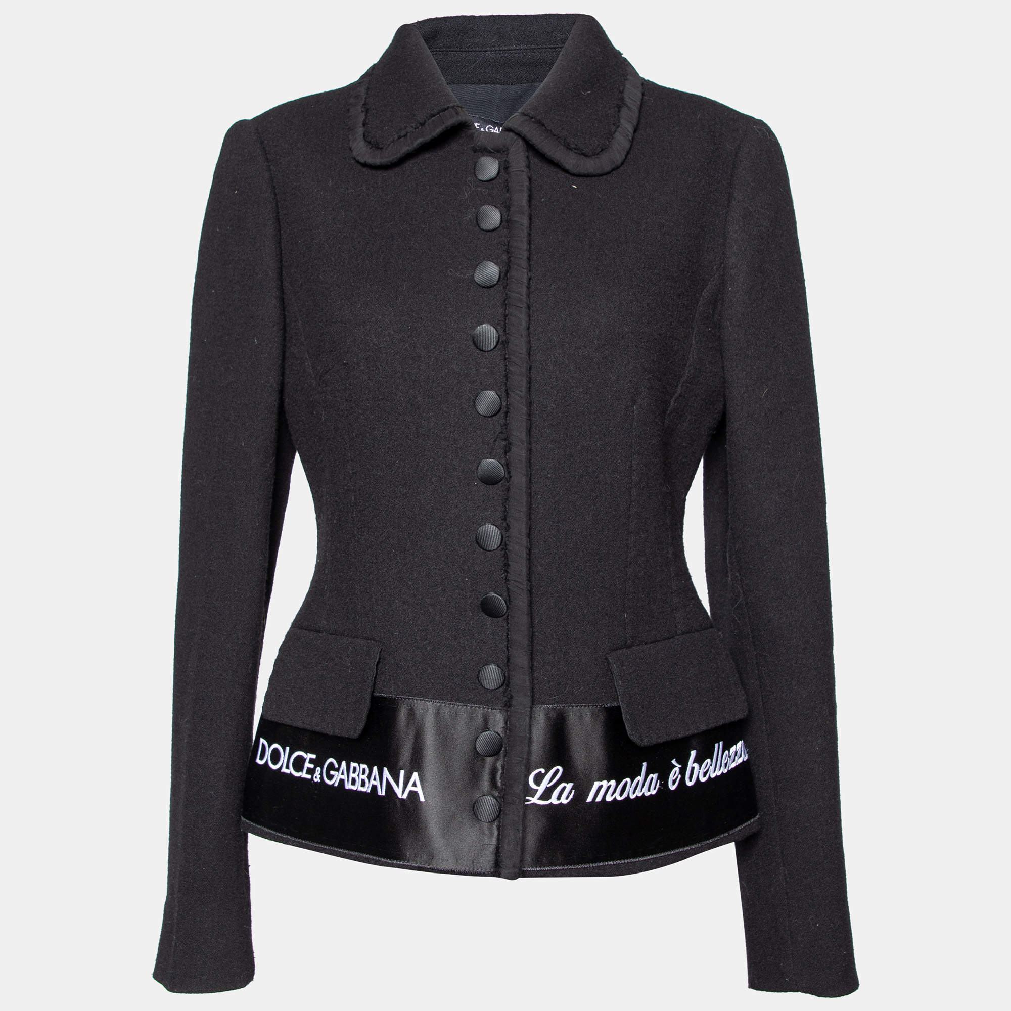 Dolce & Gabbana Black Wool & Silk Button Front Jacket M