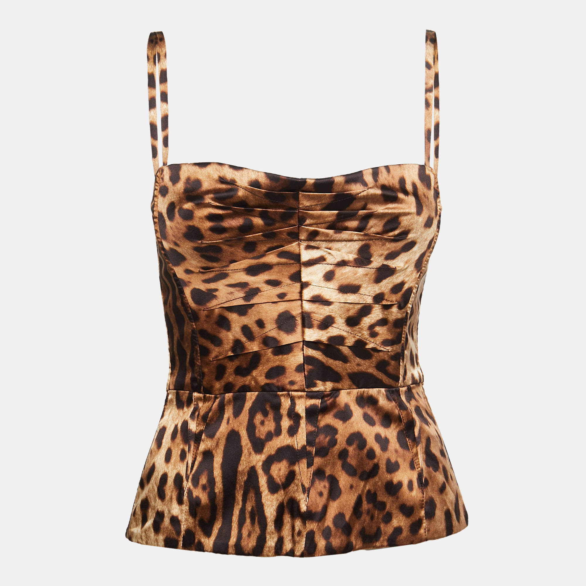 Women's Leopard Print Silk Bustier Top by Dolce & Gabbana