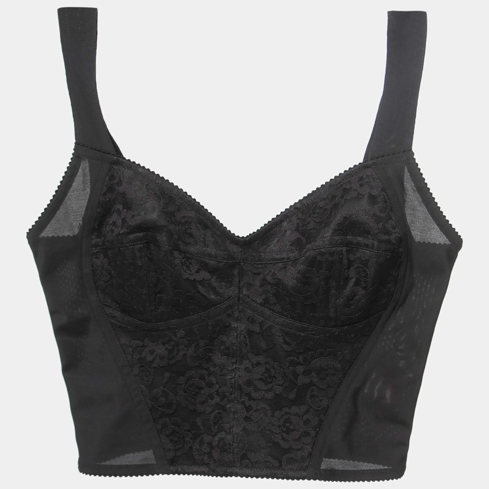 Pre Owned Dolce & Gabbana Black Nylon Sleeveless Cropped Corset Top S