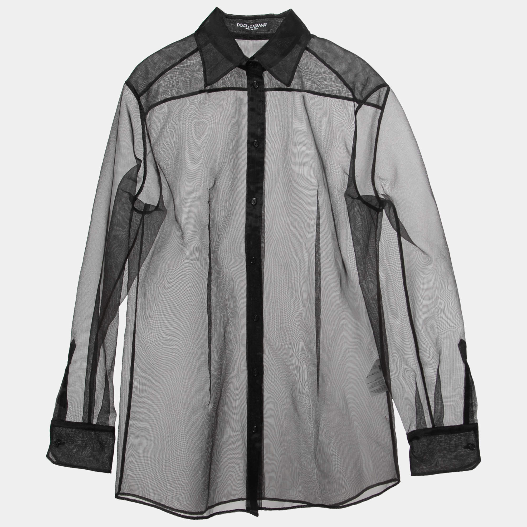 Pre Owned Dolce & Gabbana Black Nylon Transparent Full Sleeve Shirt M