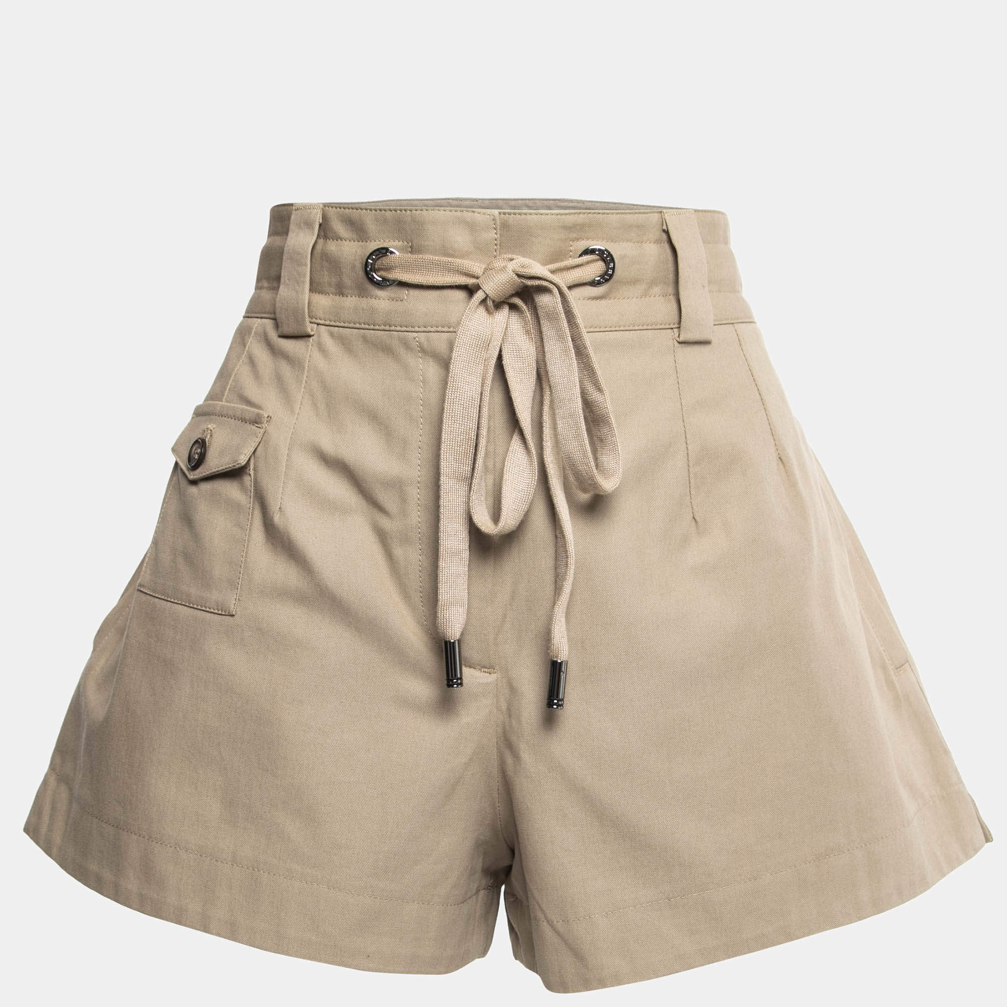 Pre Owned Dolce & Gabbana Beige Cotton Canvas High Waist Shorts M