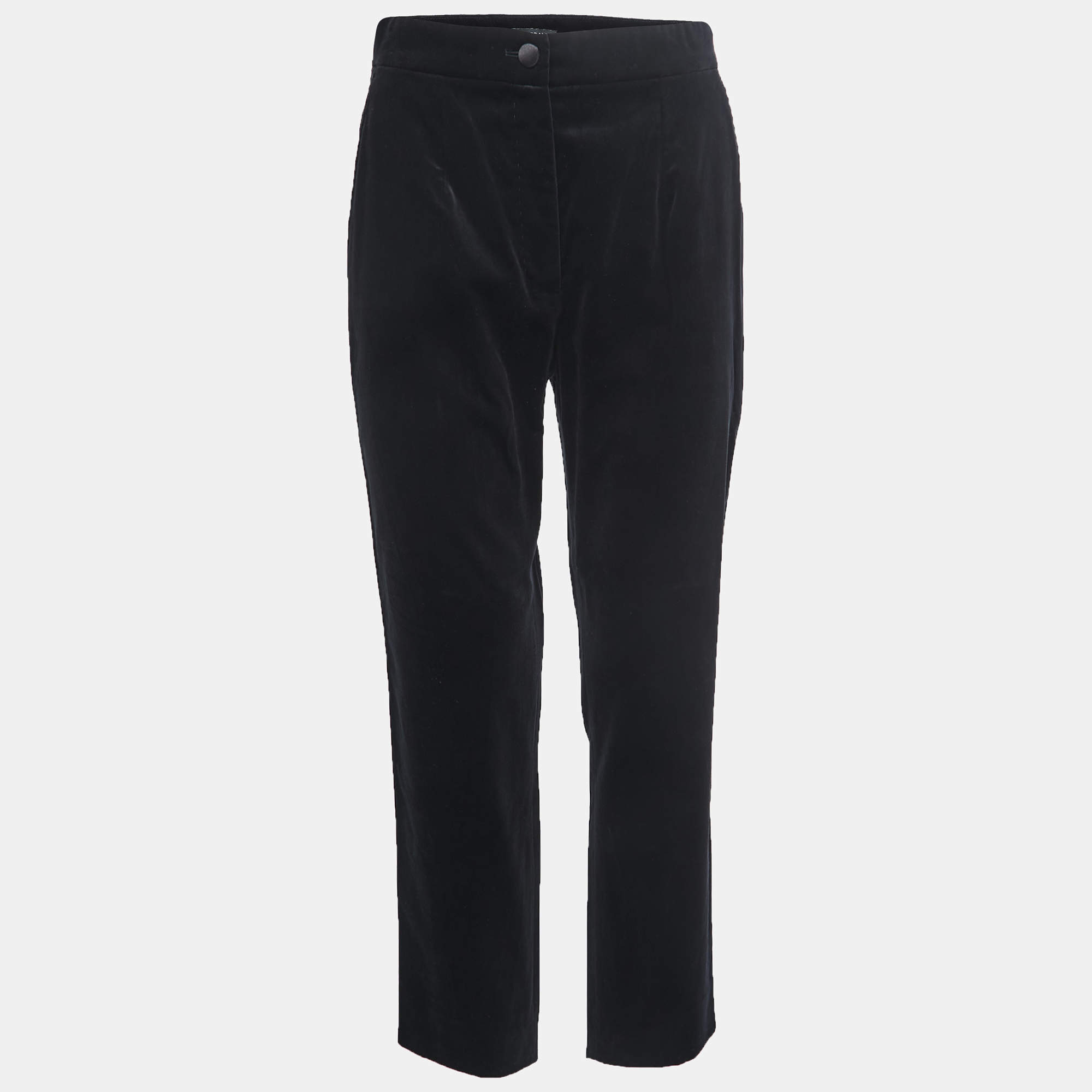 Pre Owned Dolce & Gabbana Black Velvet Trousers M