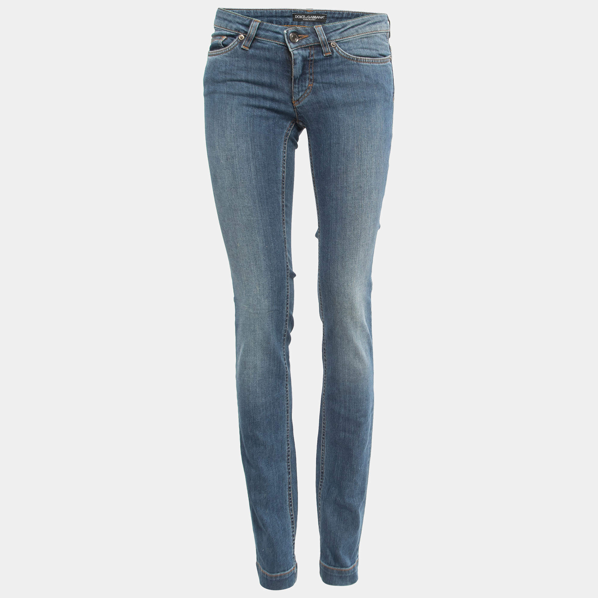 Pre Owned Dolce & Gabbana Blue Washed Denim Cute Jeans XS Waist 28"
