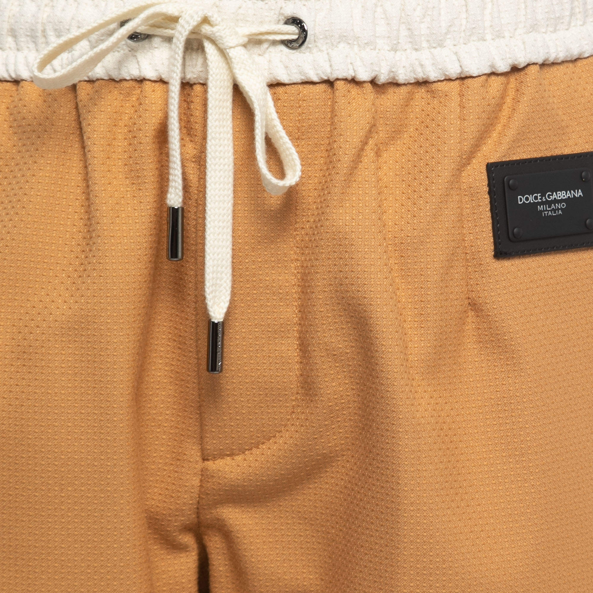 Dolce & Gabbana Orange Cotton Drawstring Capri Pants L Dolce
