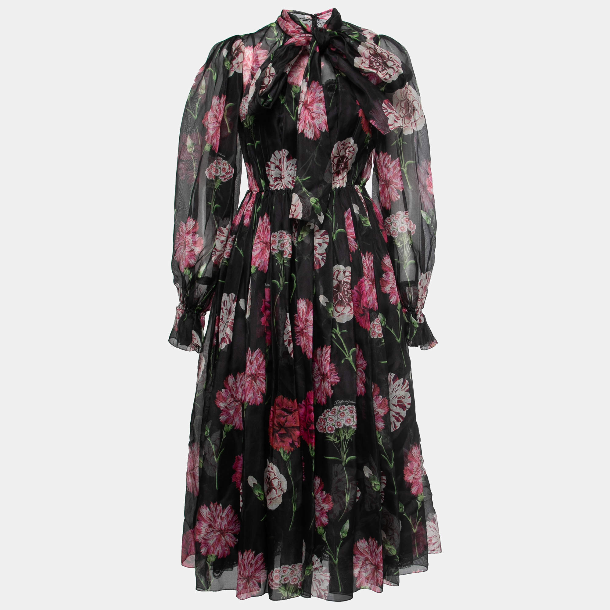 ワンピース DOLCE & GABBANA Silk Wrap Midi Dress DOLCE & GABBANA Dress Multicolor Green Floral Silk Wrap Midi