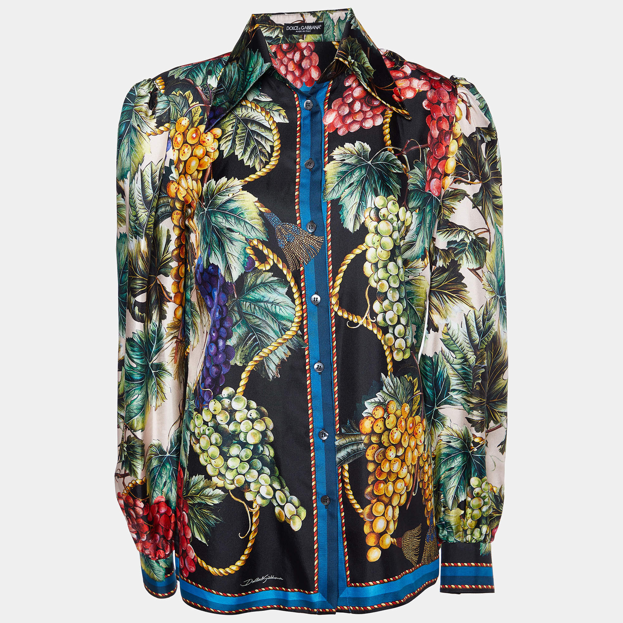 Pre Owned Dolce & Gabbana Multicolor Grape Printed Silk Shirt S