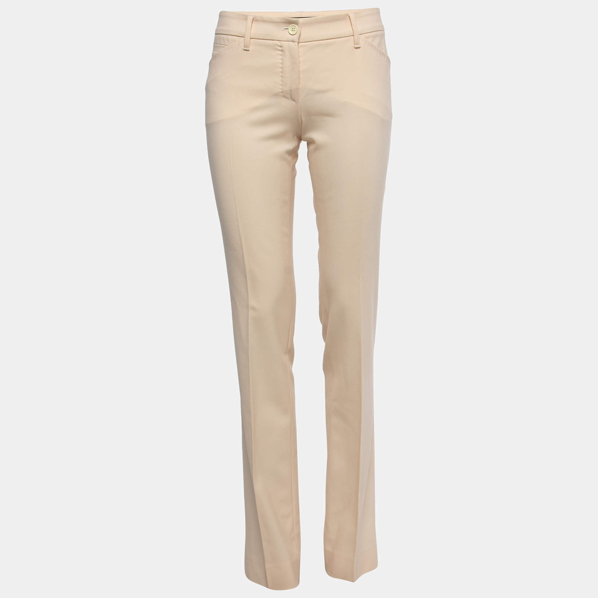 Dolce & Gabbana Cream Wool Slim Fit Trousers S