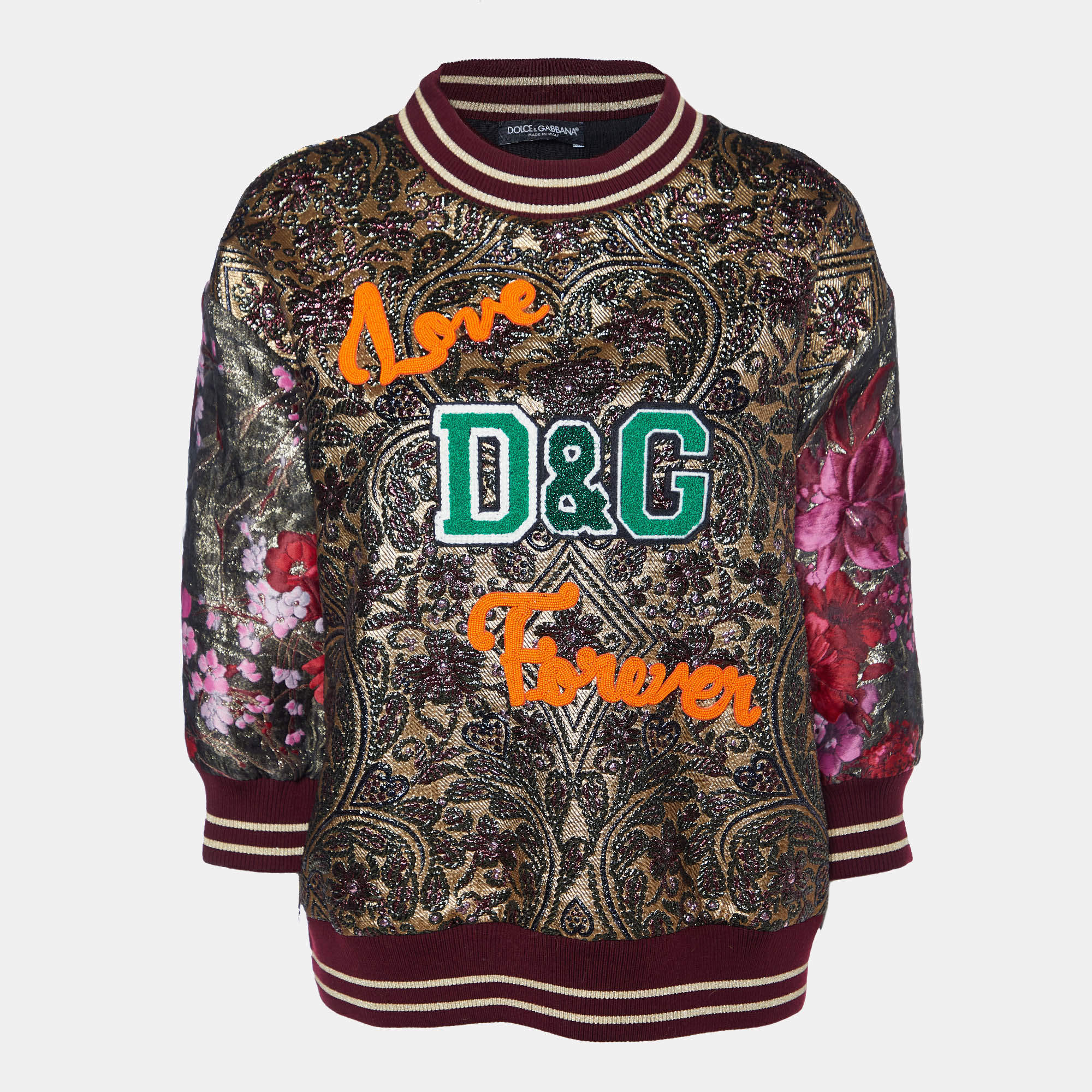 Pre Owned Dolce & Gabbana Multicolor Lurex Brocade Embellished Sweatshirt M