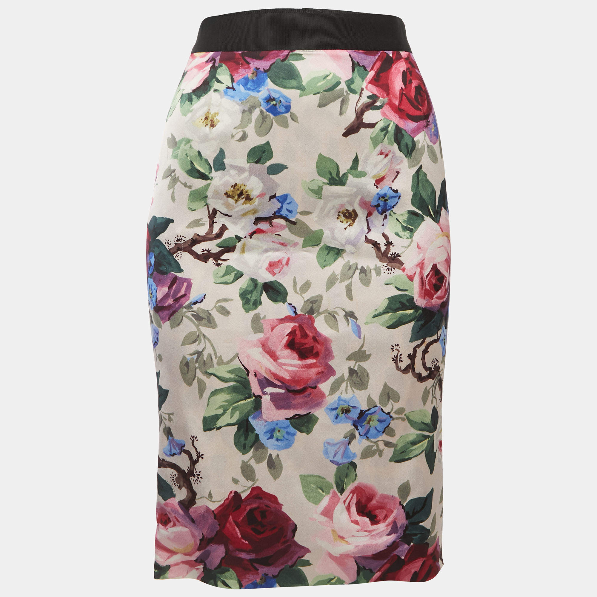 مملوكة مسبقًا Dolce & Gabbana Multicolor Floral Print Crepe Pencil Skirt S