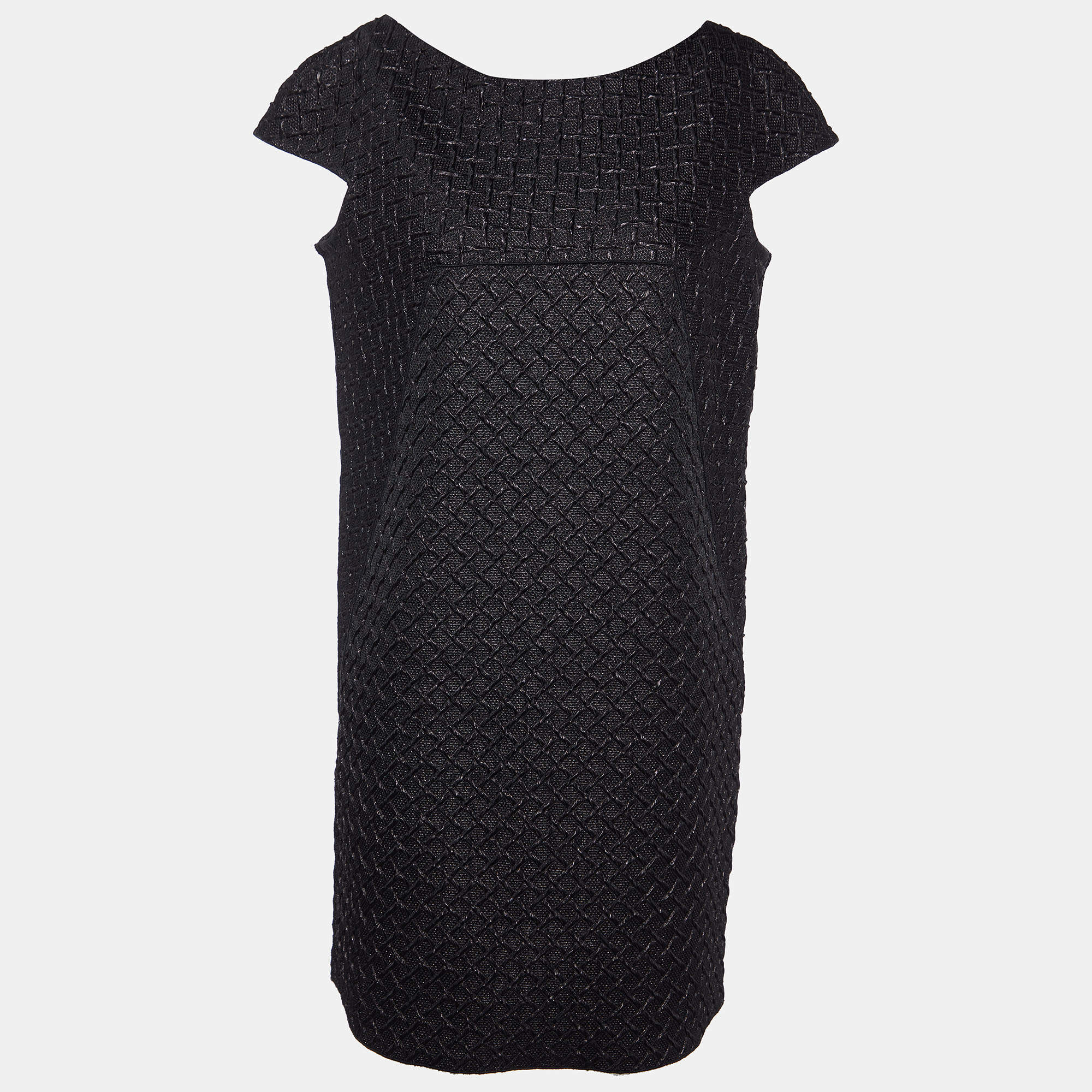 Pre Owned Dolce & Gabbana Black Lurex Cotton Shift Dress S