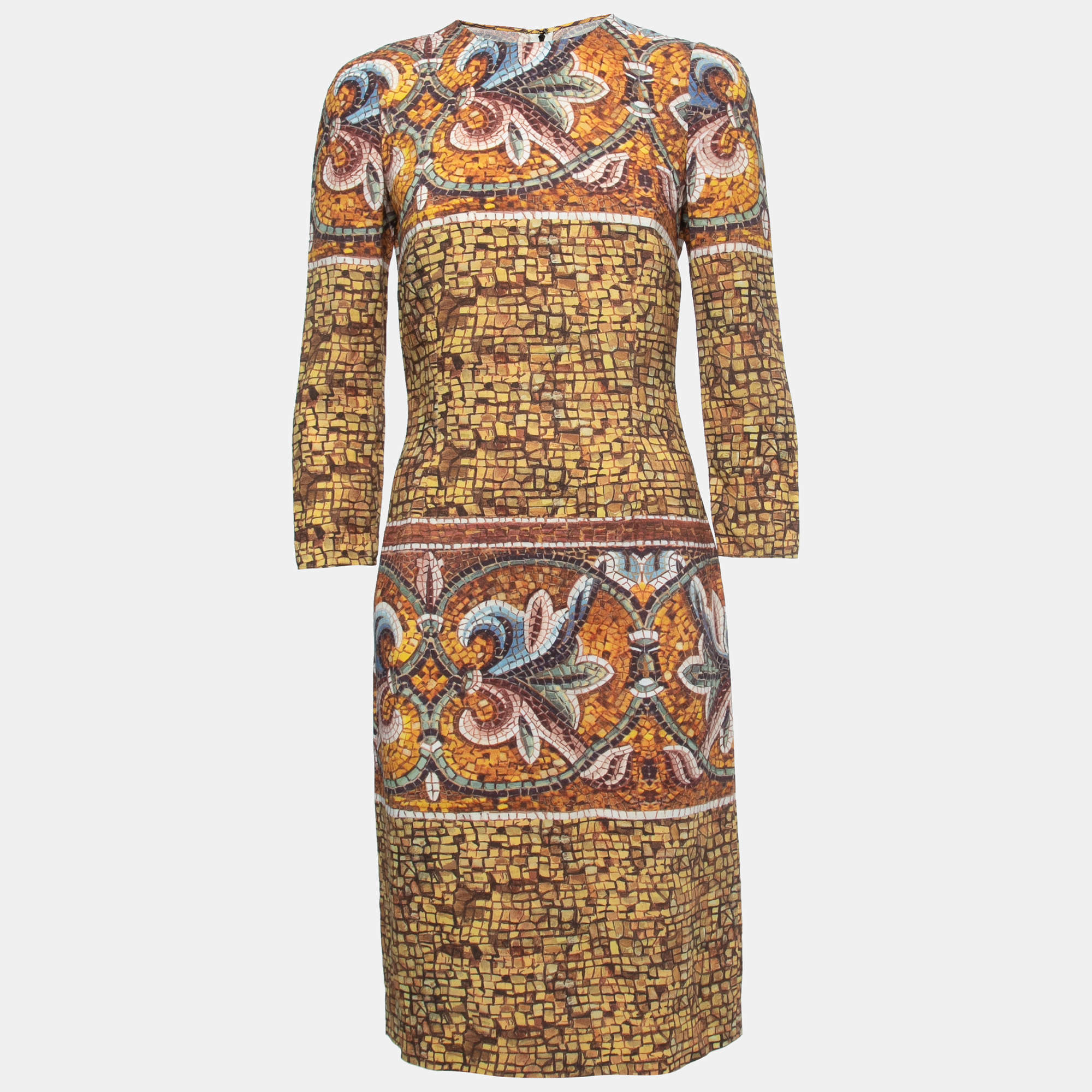 Pre Owned Dolce & Gabbana Multicolor Moisac Printed Crepe Midi Dress S