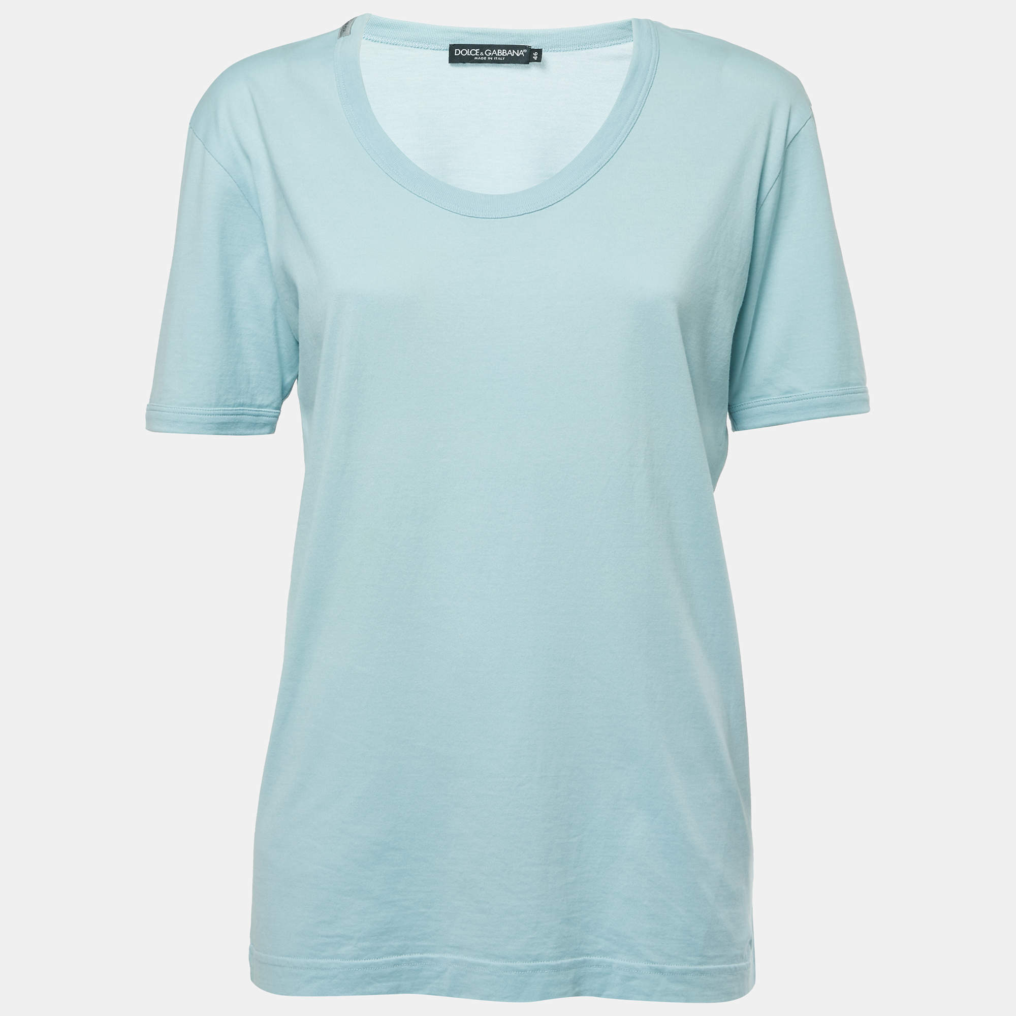 Pre Owned Dolce & Gabbana Light Blue Cotton Half Sleeve T-Shirt L