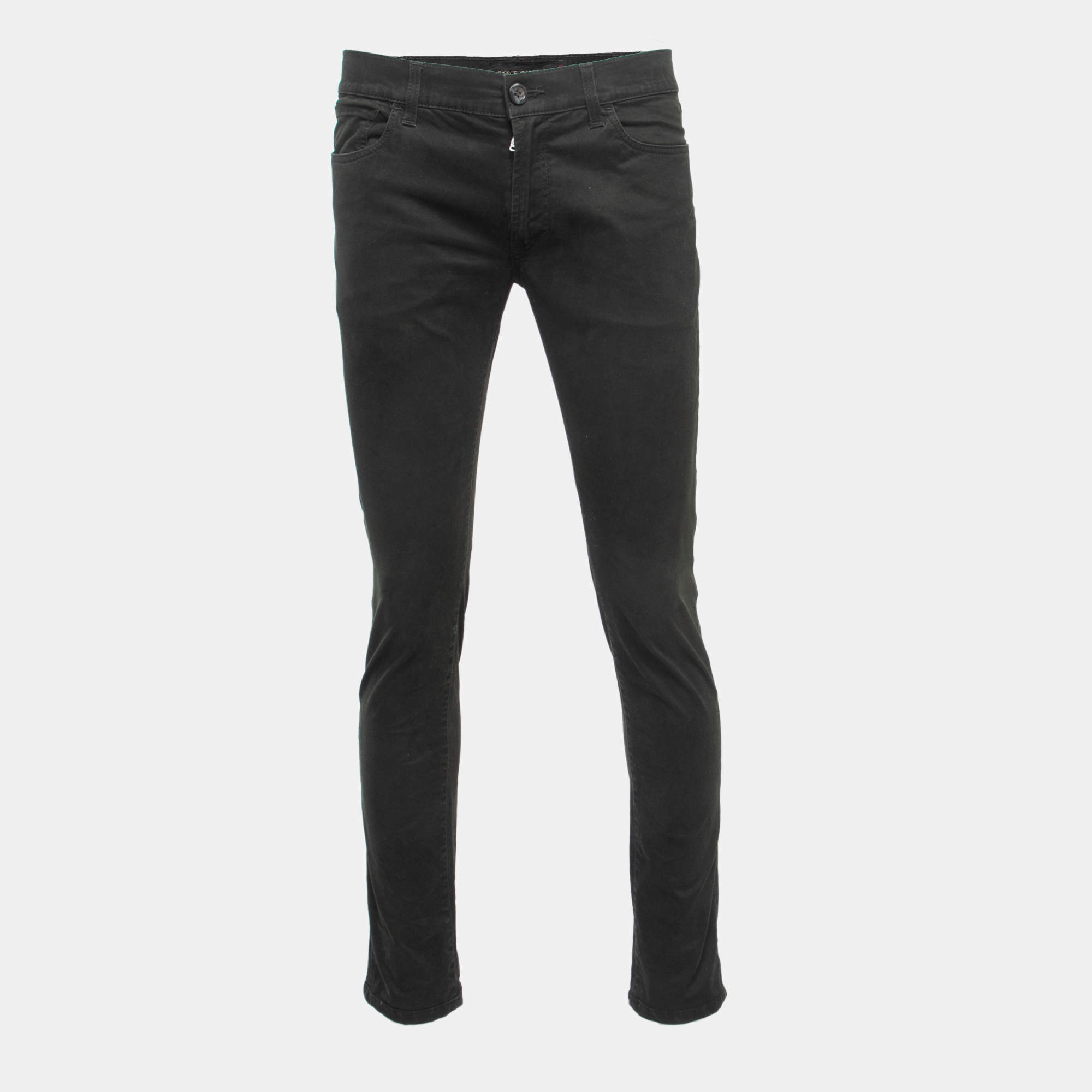 Pre Owned Dolce & Gabbana Dark Green Cotton 14 Stretch Trousers M