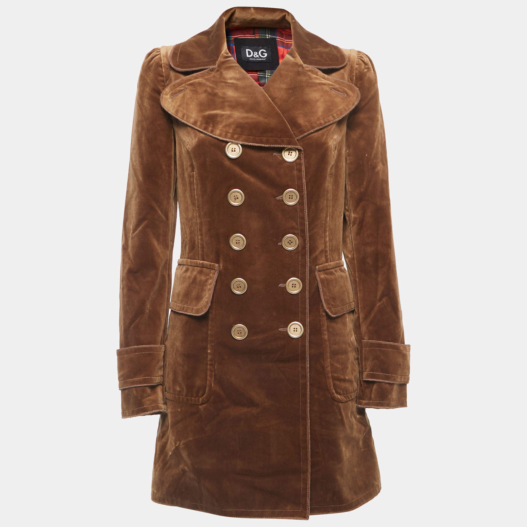 Pre Owned Dolce & Gabbana Brown Velvet Double Breasted Blazer M