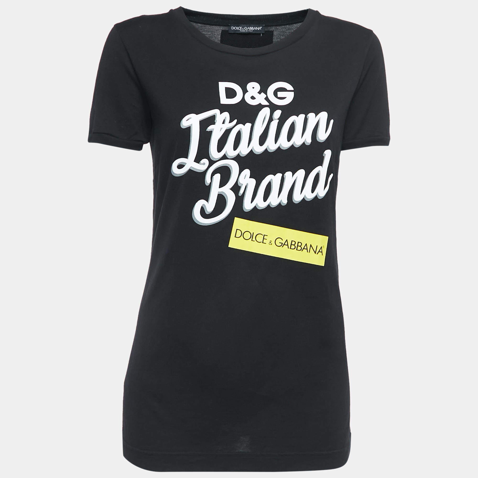 Pre Owned Dolce & Gabbana Black Printed Cotton T-Shirt S