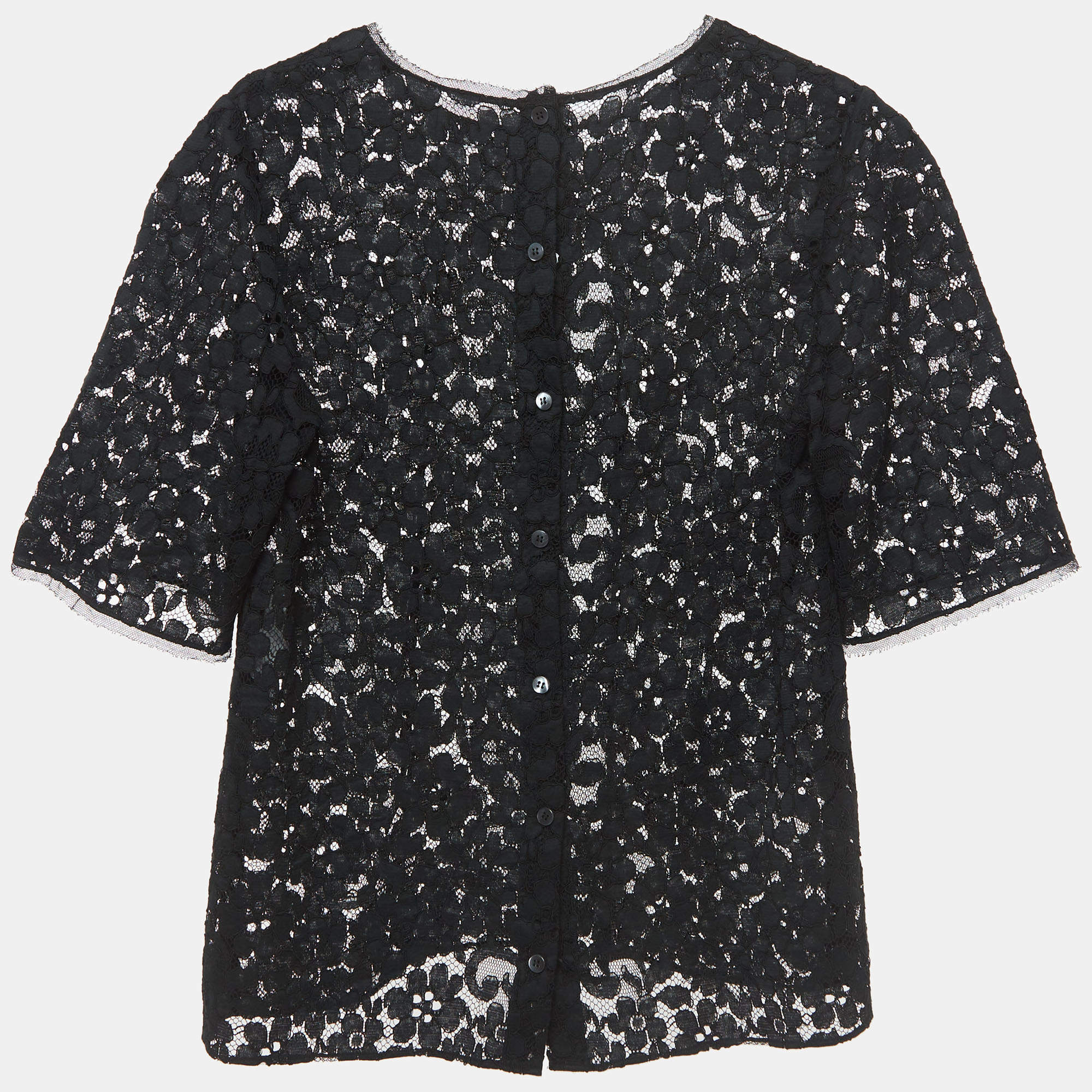 Dolce & Gabbana Black Floral Lace Relaxed Fit Blouse M