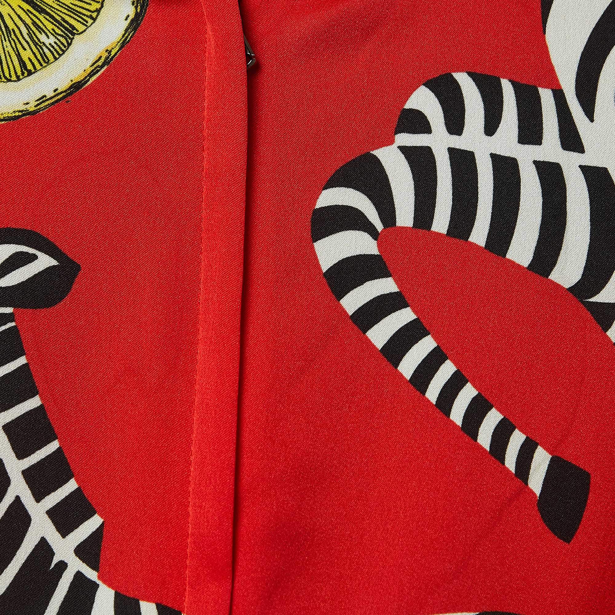Pre Owned Dolce & Gabbana Red Zebra Printed Silk Dress S