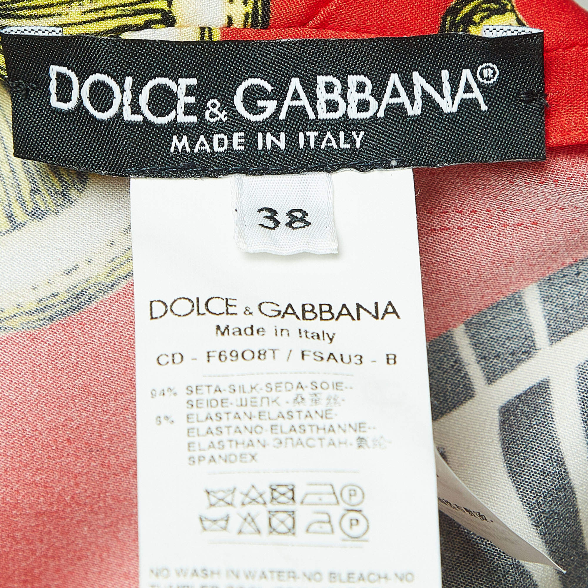 Pre Owned Dolce & Gabbana Red Zebra Printed Silk Dress S