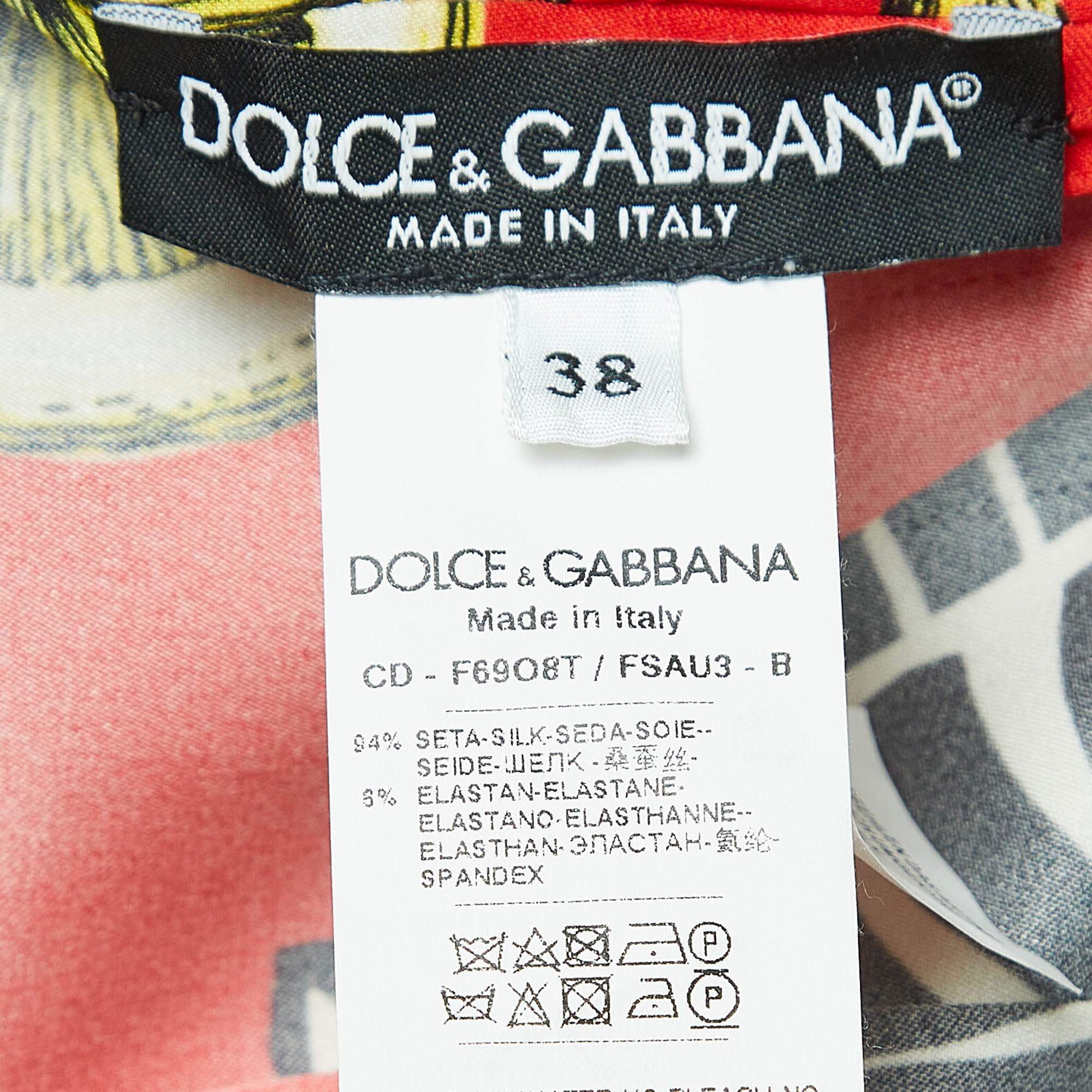 Pre Owned Dolce & Gabbana Red Zebra Printed Silk Dress S