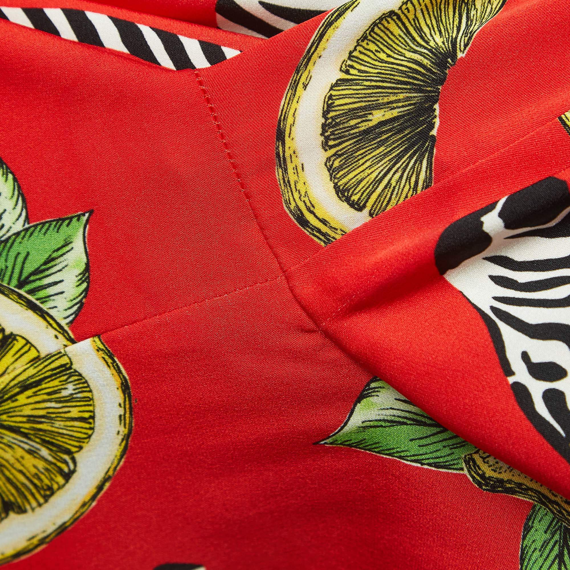 Pre Owned Dolce & Gabbana Red Zebra Printed Silk Dress S