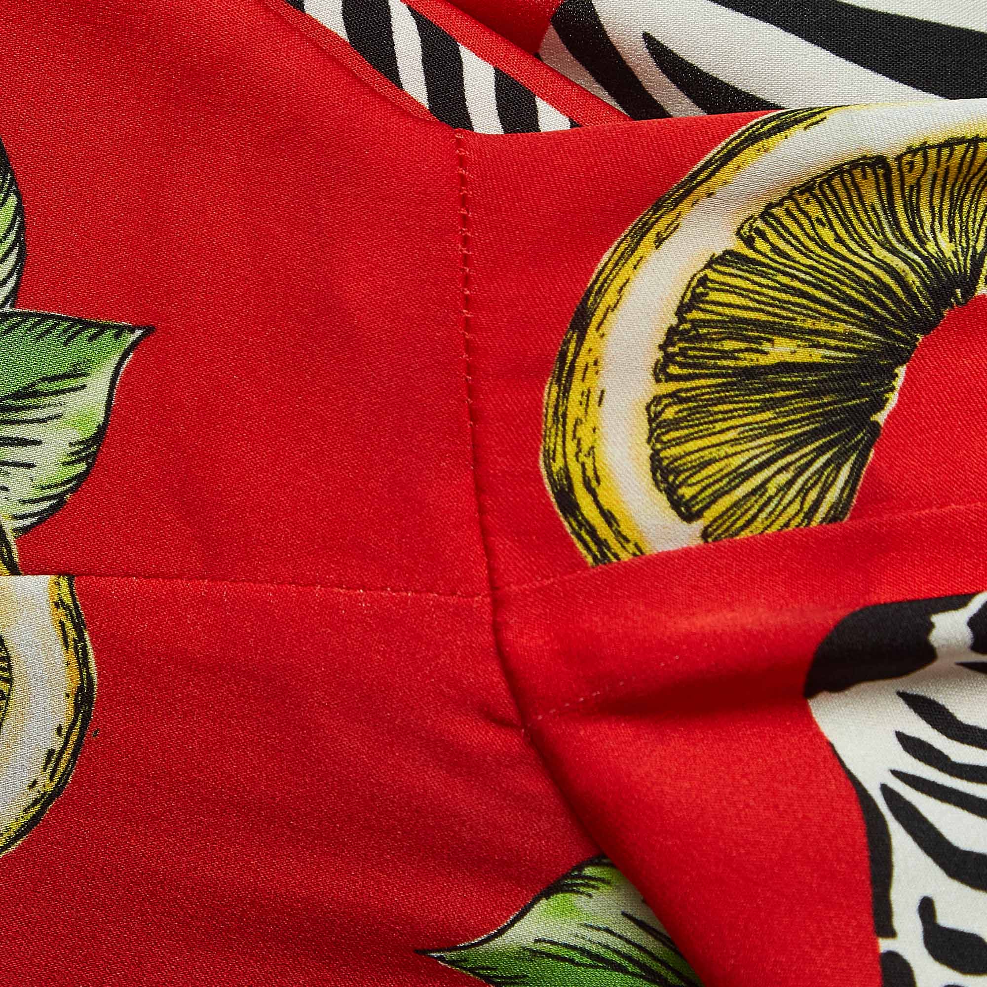 Pre Owned Dolce & Gabbana Red Zebra Printed Silk Dress S