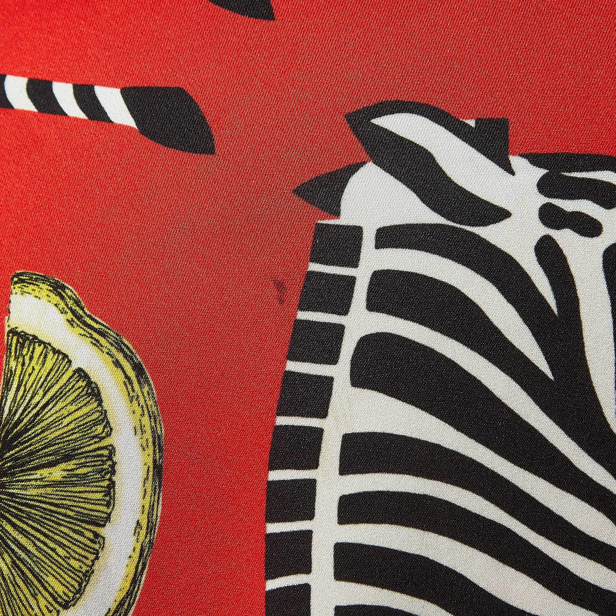 Pre Owned Dolce & Gabbana Red Zebra Printed Silk Dress S