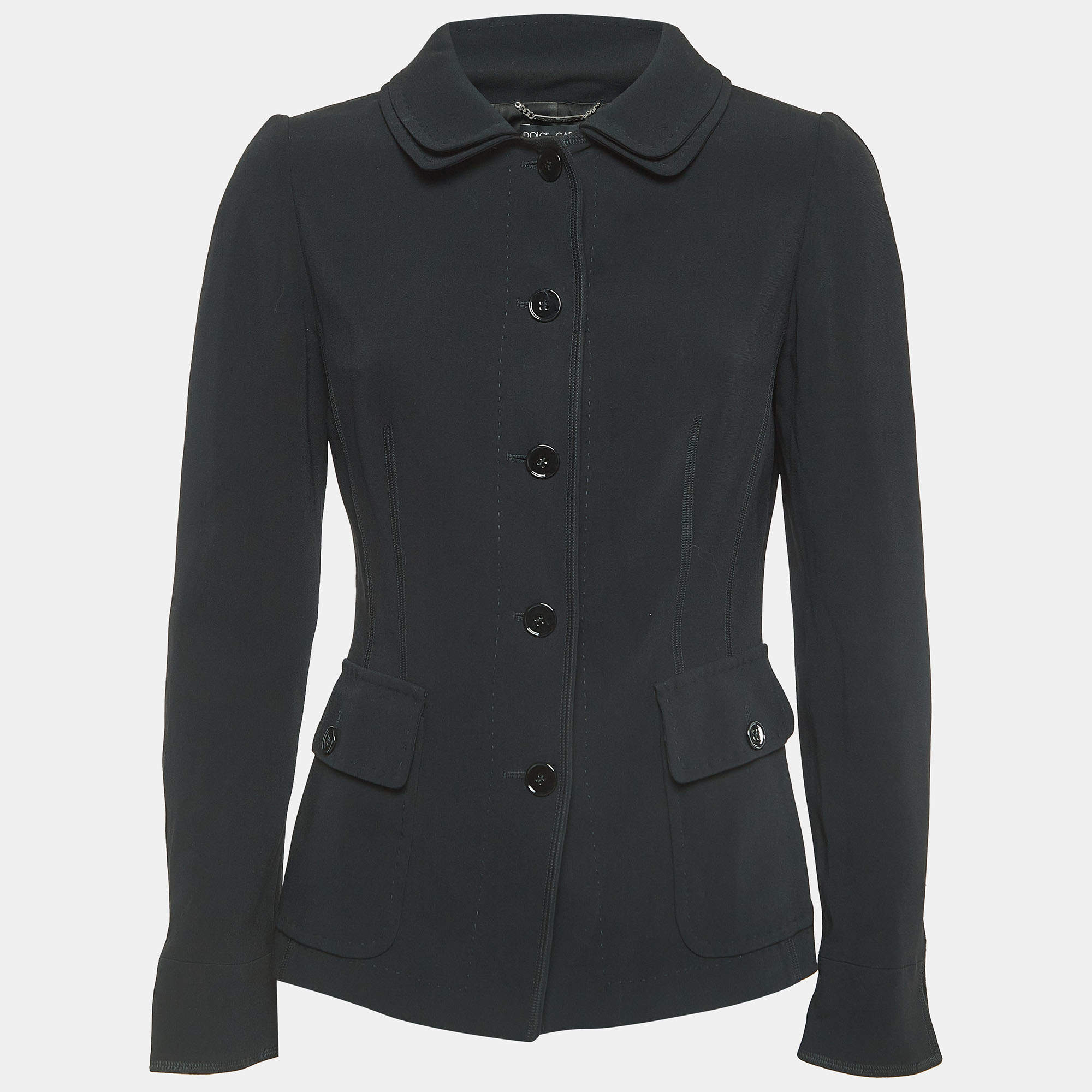 Pre Owned Dolce & Gabbana Black Crepe Buttoned Jacket S