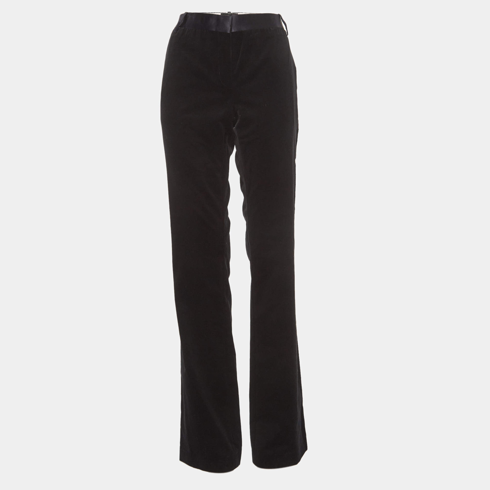 Pre Owned Dolce & Gabbana Black Velvet Trousers M