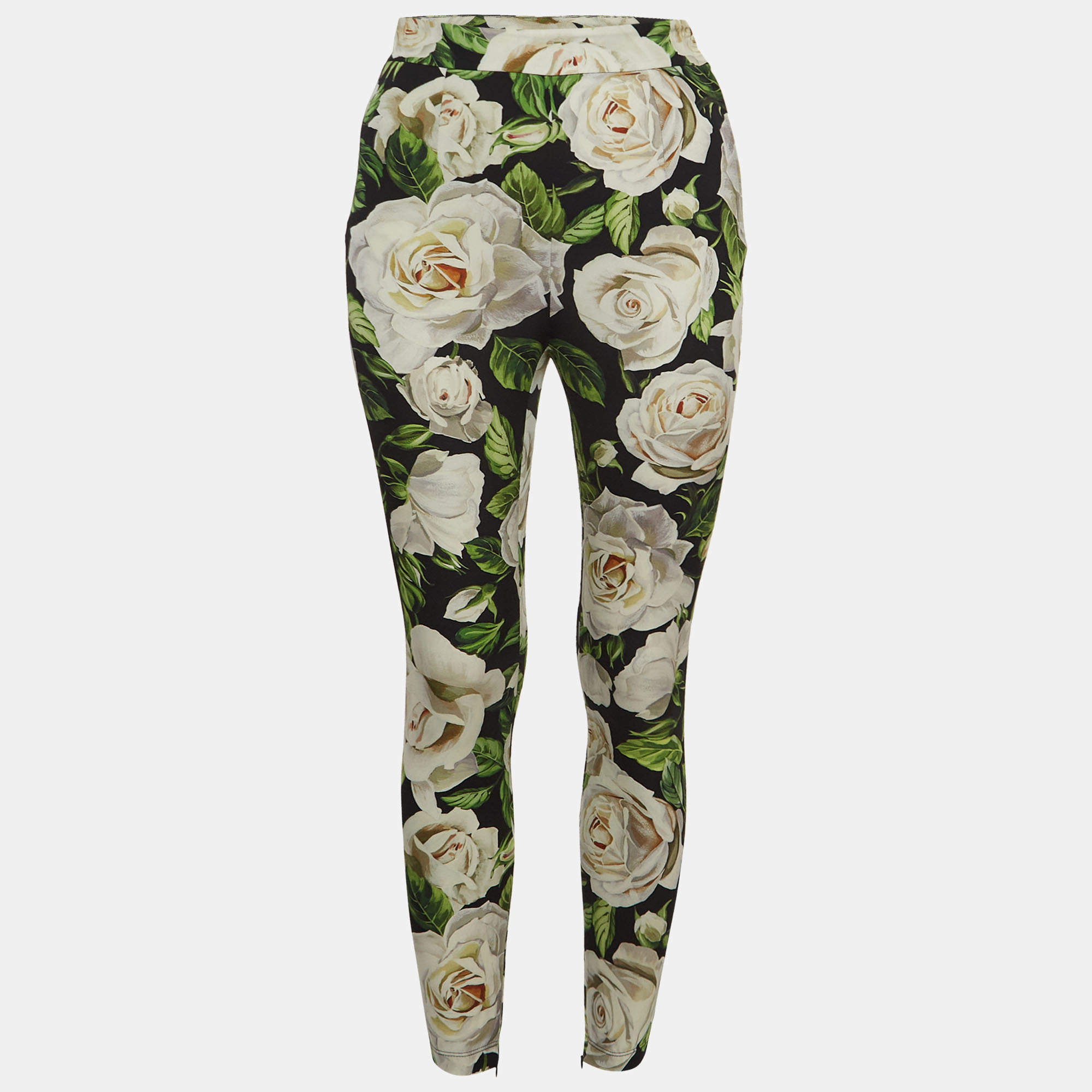 Pre Owned Dolce & Gabbana Multicolor Floral Printed Silk Trousers S