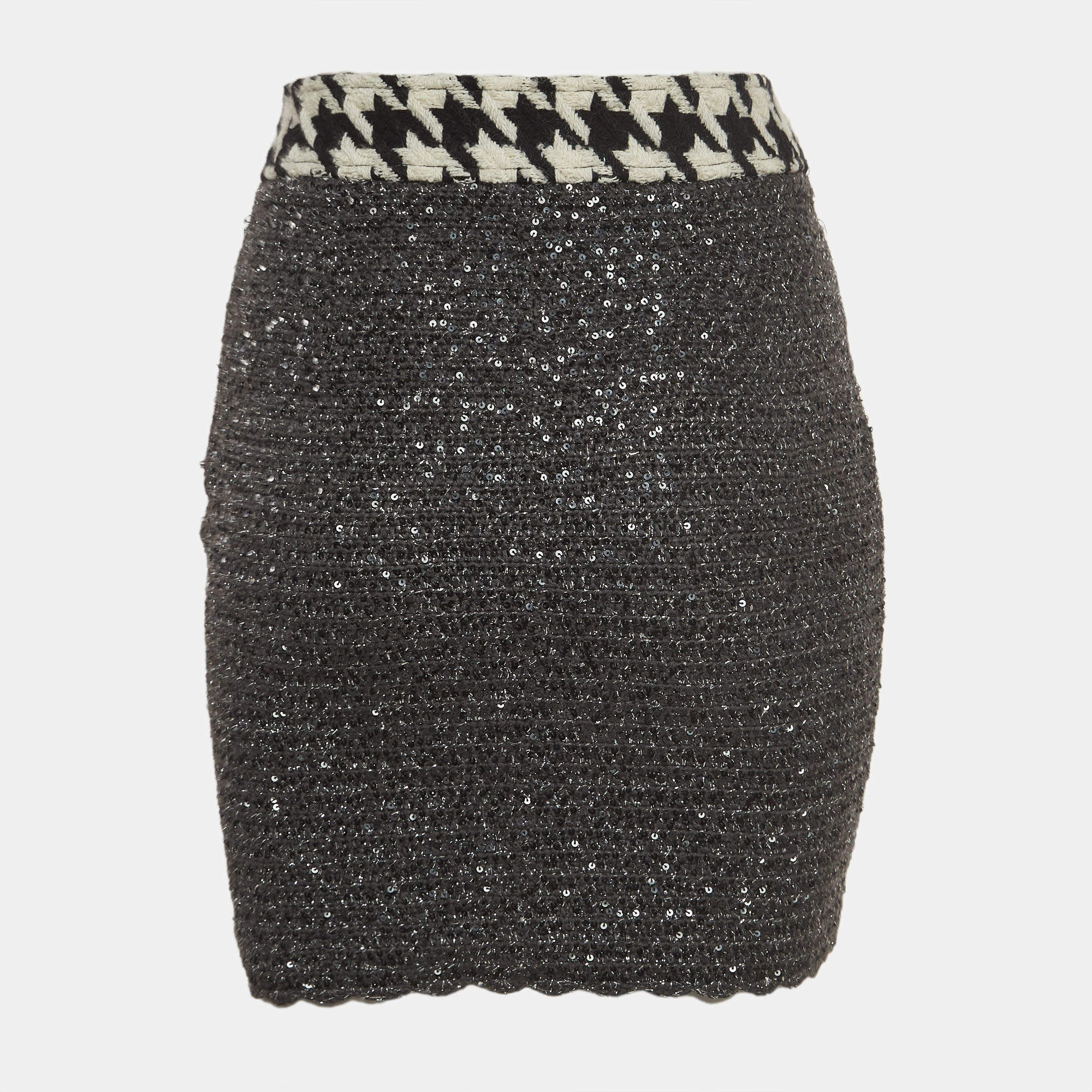مملوكة مسبقًا Dolce & Gabbana Grey Cotton Blend Sequin Detail Mini Skirt S
