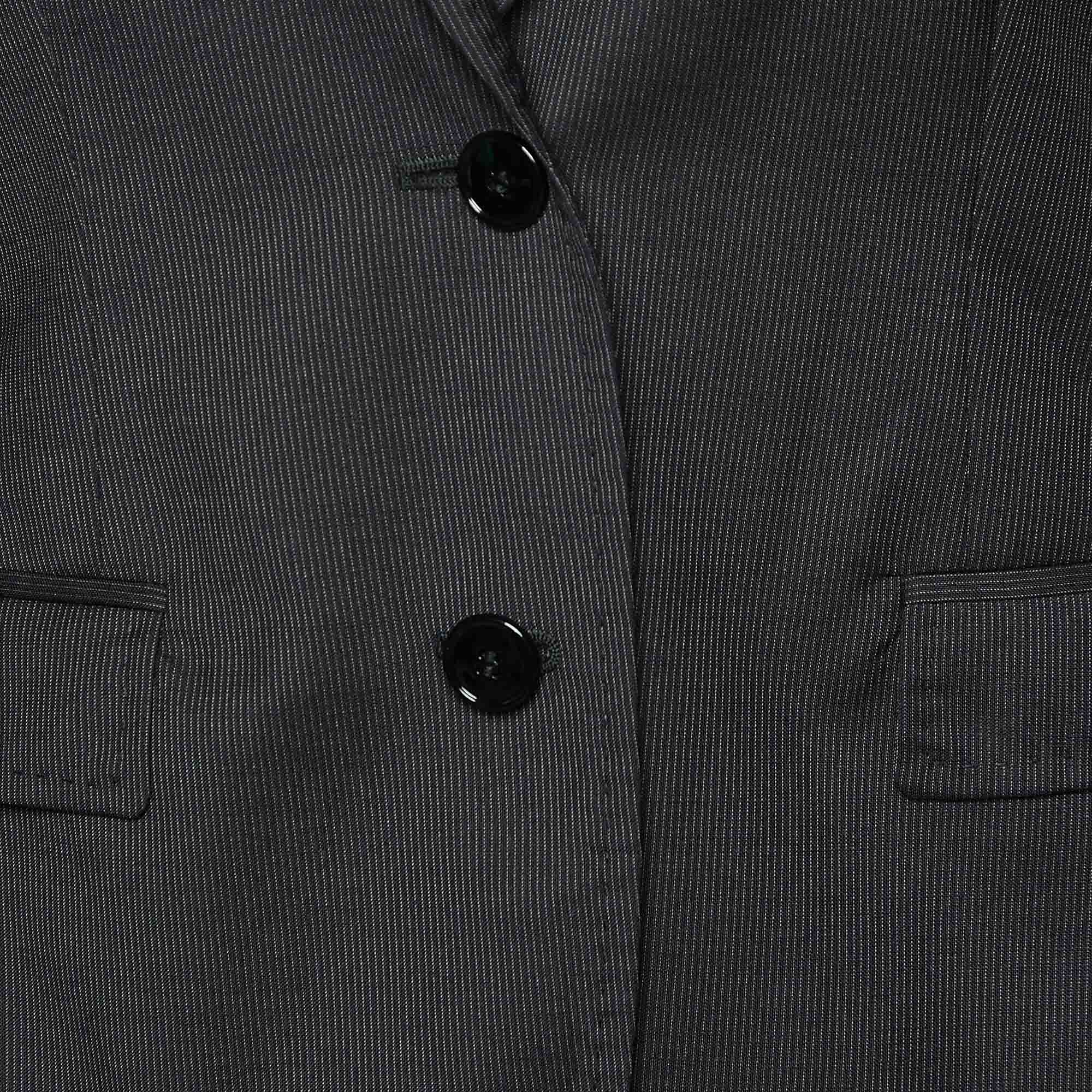Pre Owned Dolce & Gabbana Charcoal Grey Pinstriped Wool & Silk Pant Suit S