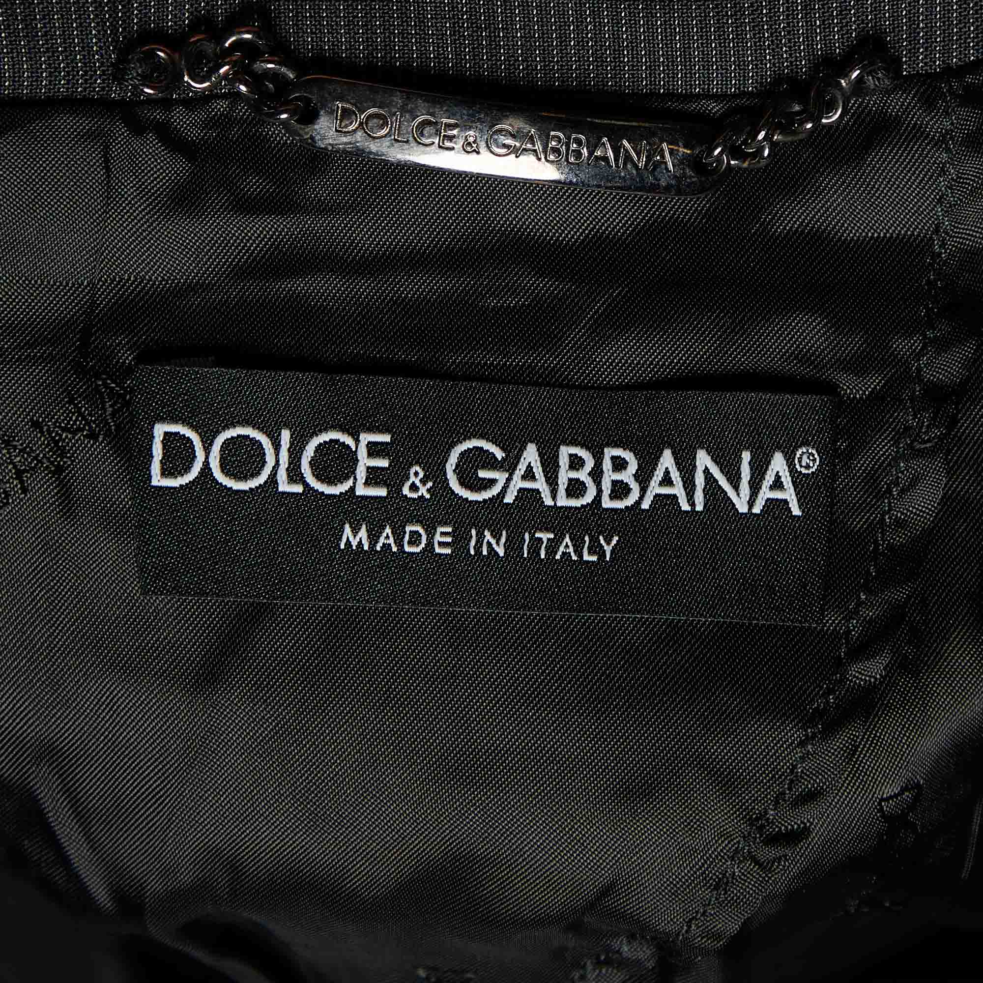 Pre Owned Dolce & Gabbana Charcoal Grey Pinstriped Wool & Silk Pant Suit S