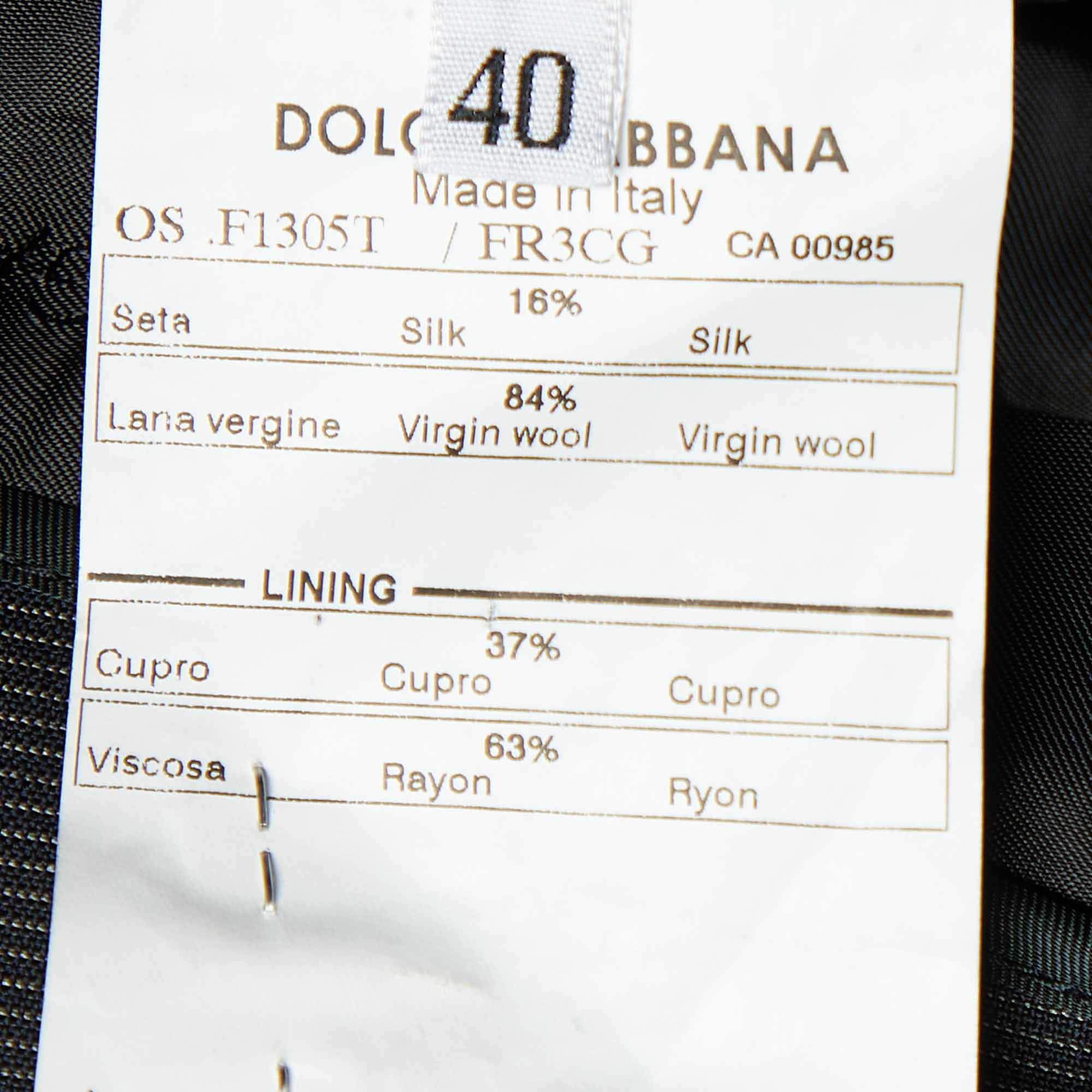 Pre Owned Dolce & Gabbana Charcoal Grey Pinstriped Wool & Silk Pant Suit S
