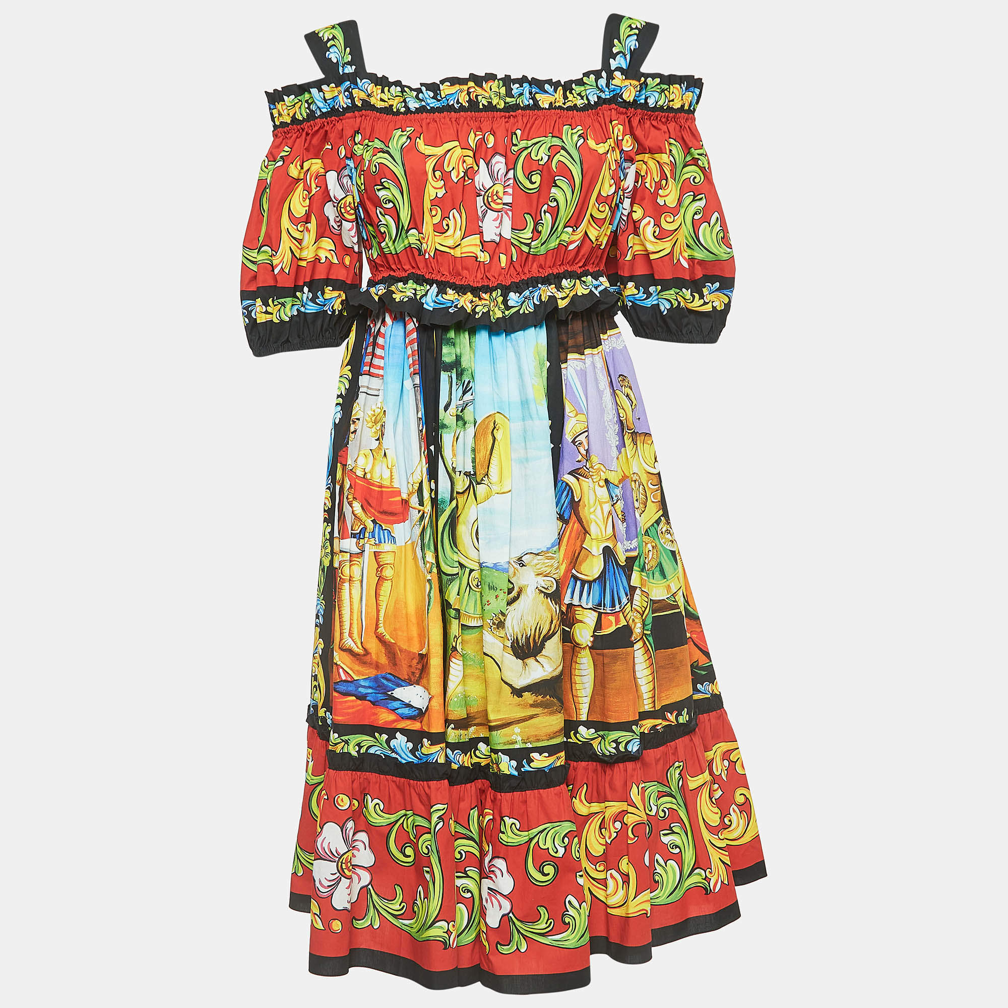 Pre Owned Dolce & Gabbana Multicolor Printed Cotton Poplin Short Dress S
