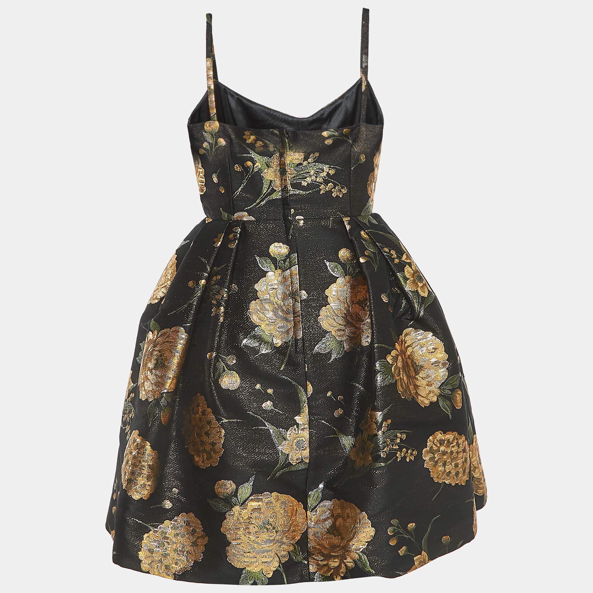 Pre Owned Dolce & Gabbana Black/Metallic Jacquard Embellished Mini Dress S