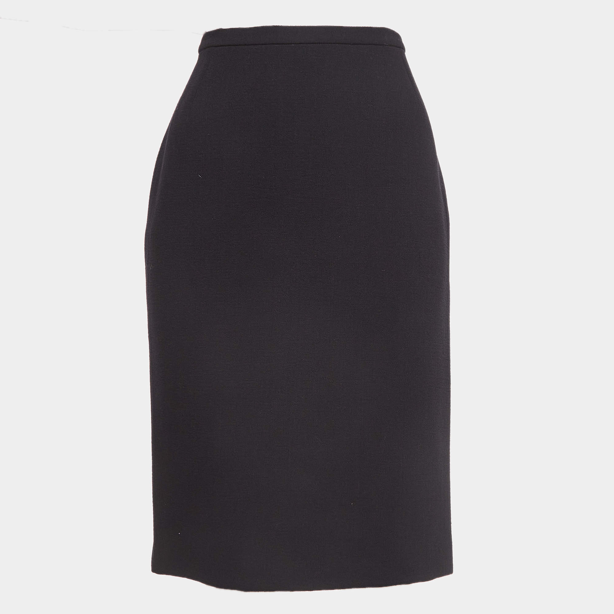 Pre Owned Dolce & Gabbana Vintage Black Crepe Pencil Skirt M