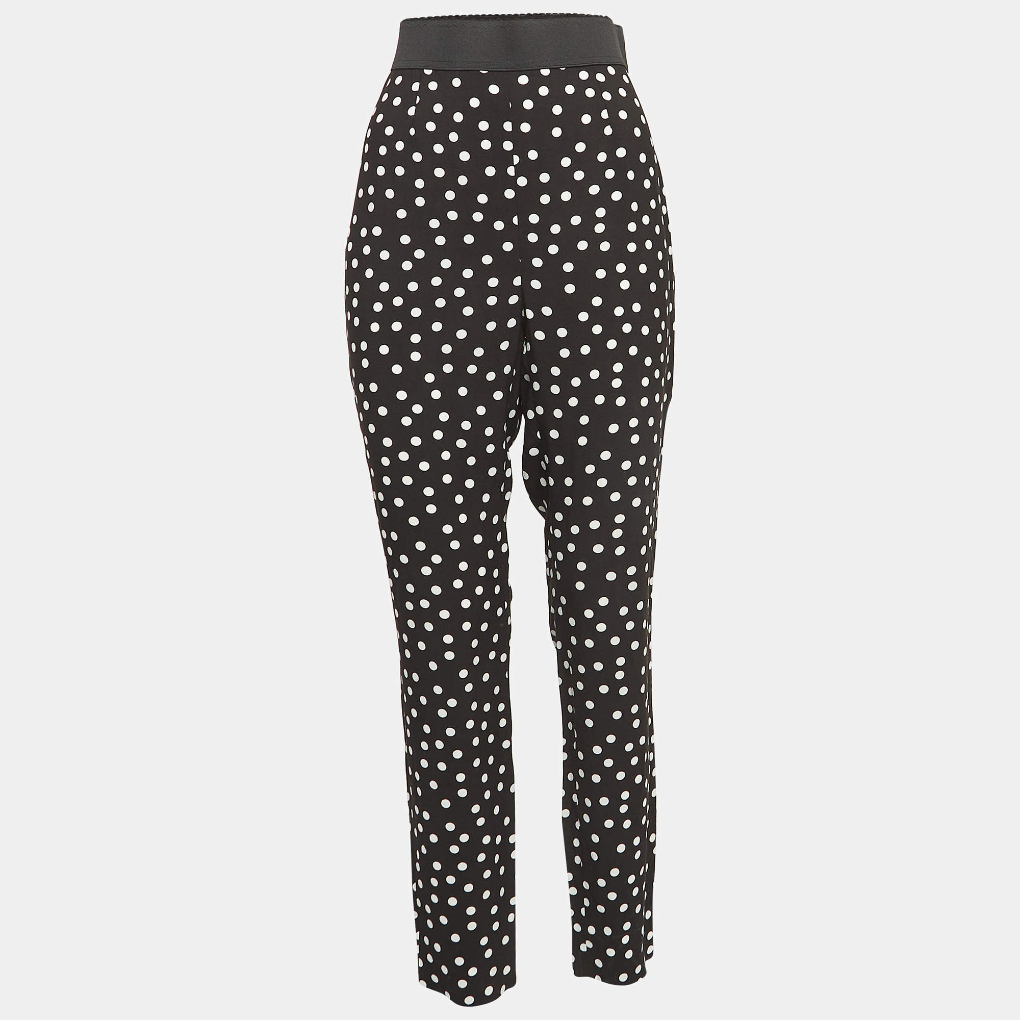 Dolce & Gabbana Black Dotted Crepe Pants M