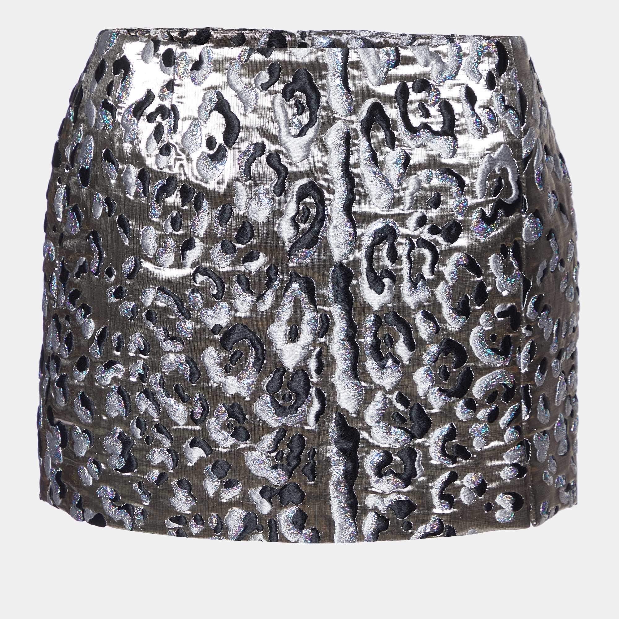 Pre Owned Dolce & Gabbana Metallic Animal Pattern Lurex Mini Skirt M