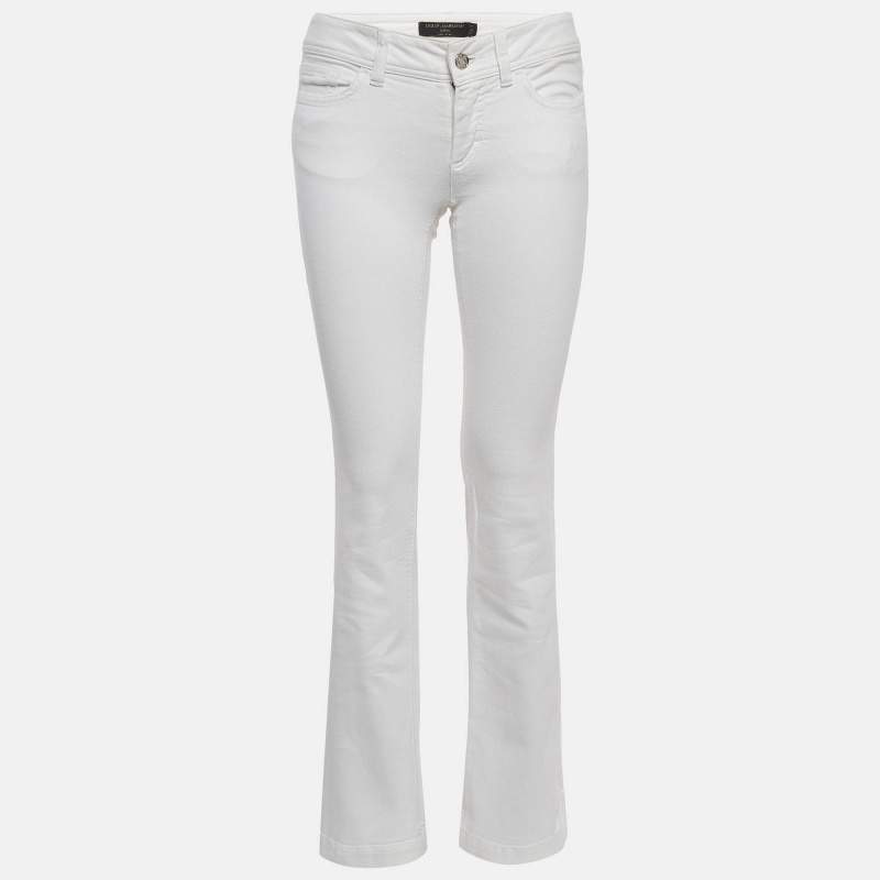 Pre Owned Dolce & Gabbana White Denim Flared Jeans S Waist 25"