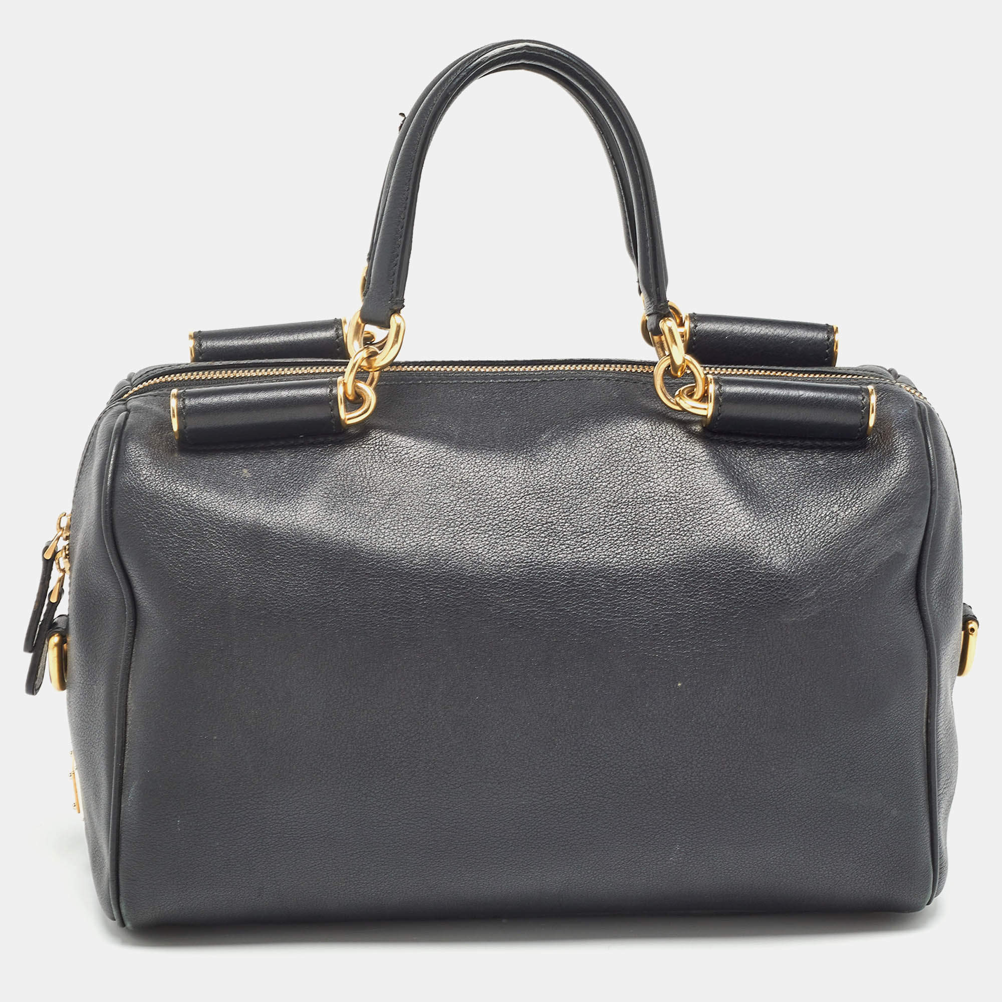 Pre Owned Dolce & Gabbana Black Leather Miss Sicily Boston Bag