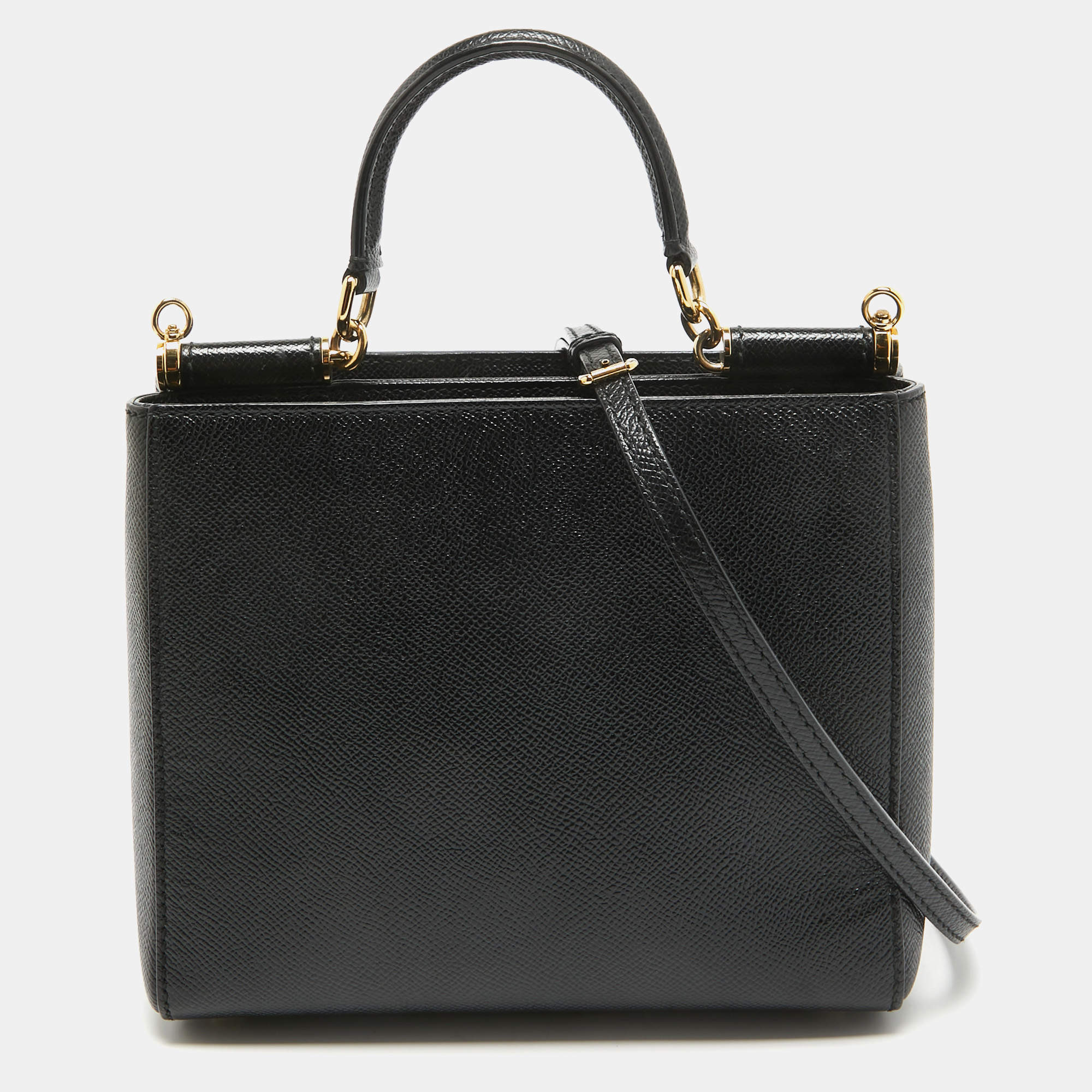 Dolce & Gabbana Black Leather Miss Sicily Shopper Tote