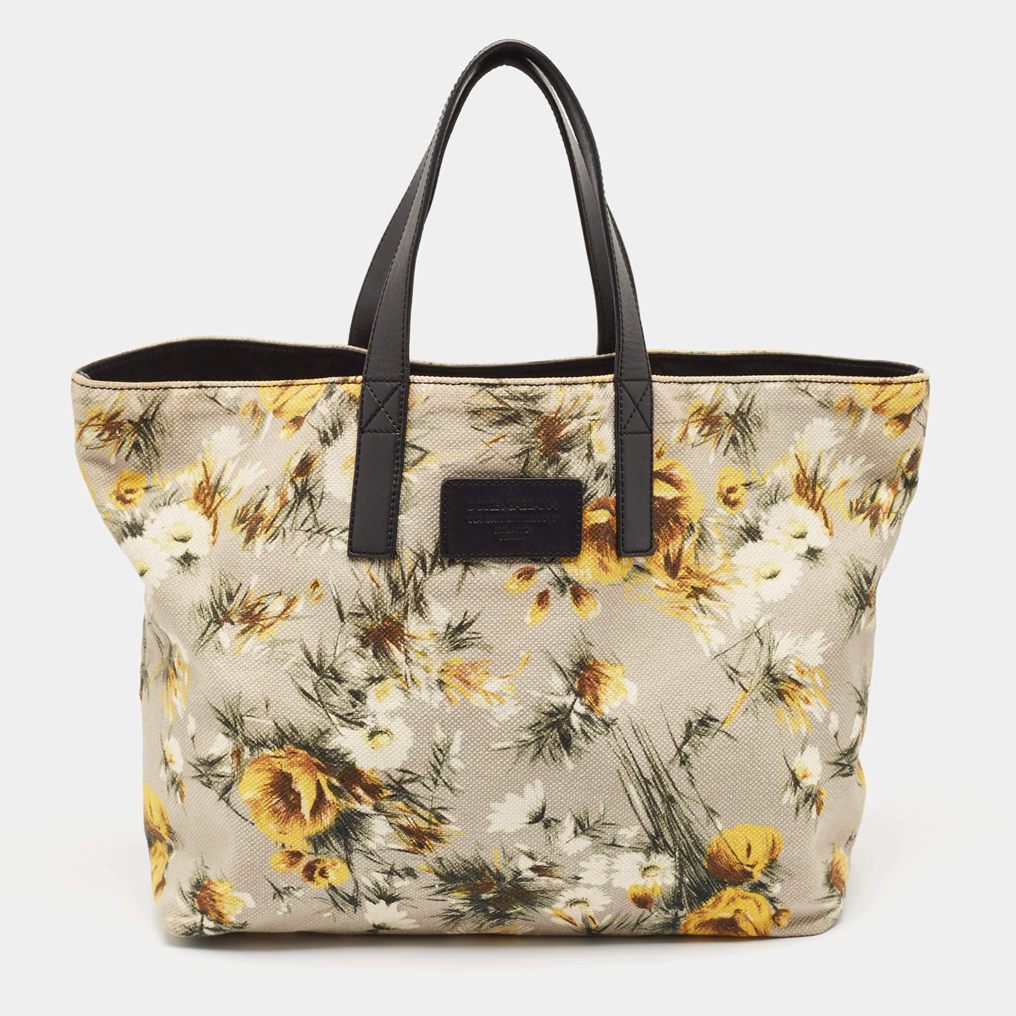 Pre Owned Dolce & Gabbana Beige/Multicolor Printed Canvas Shopper Tote