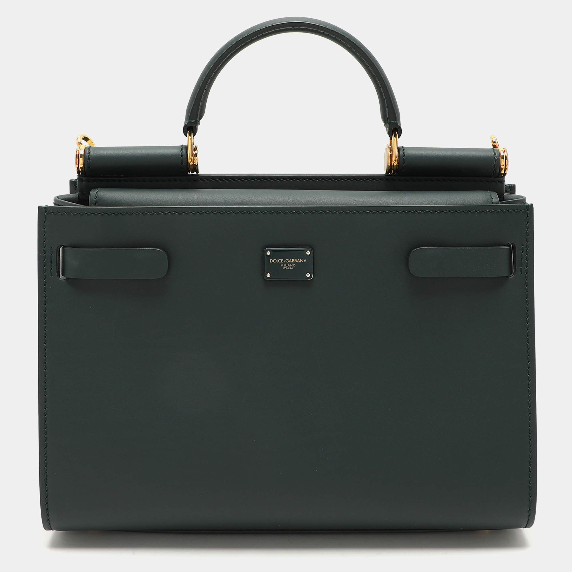 Dolce & Gabbana Green Leather Sicily 62 Satchel